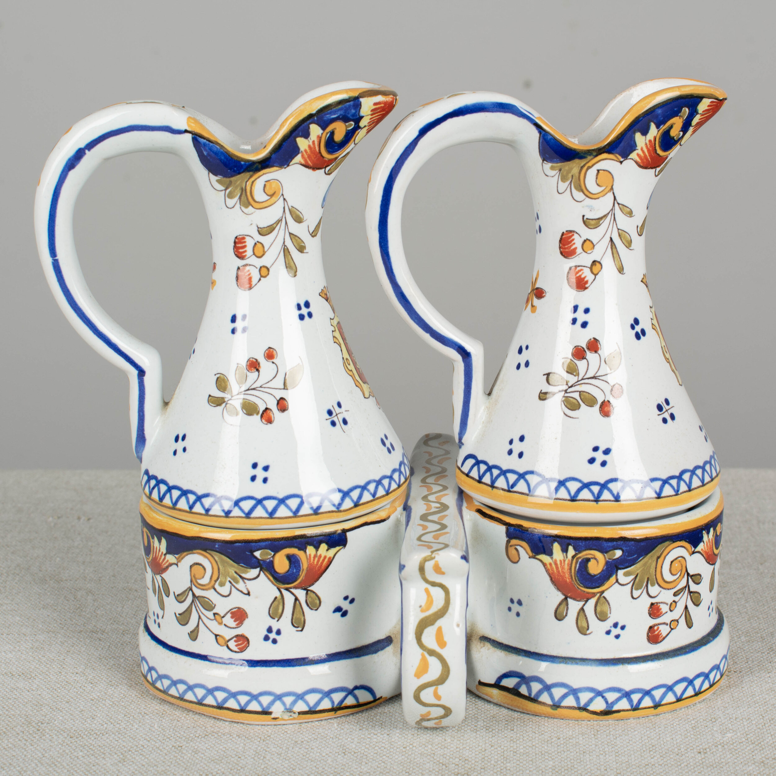 French Desvres Faience Cruet Set