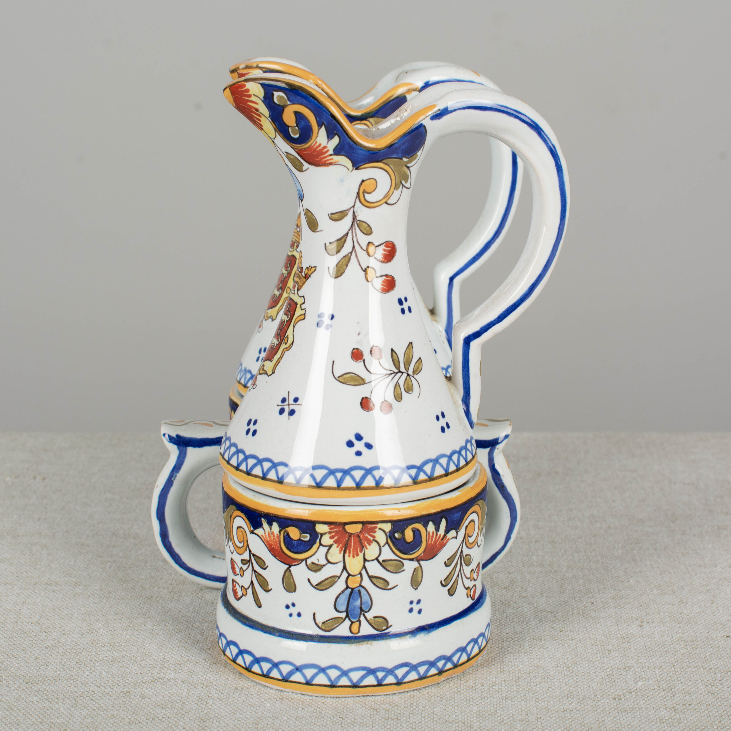 French Desvres Faience Cruet Set