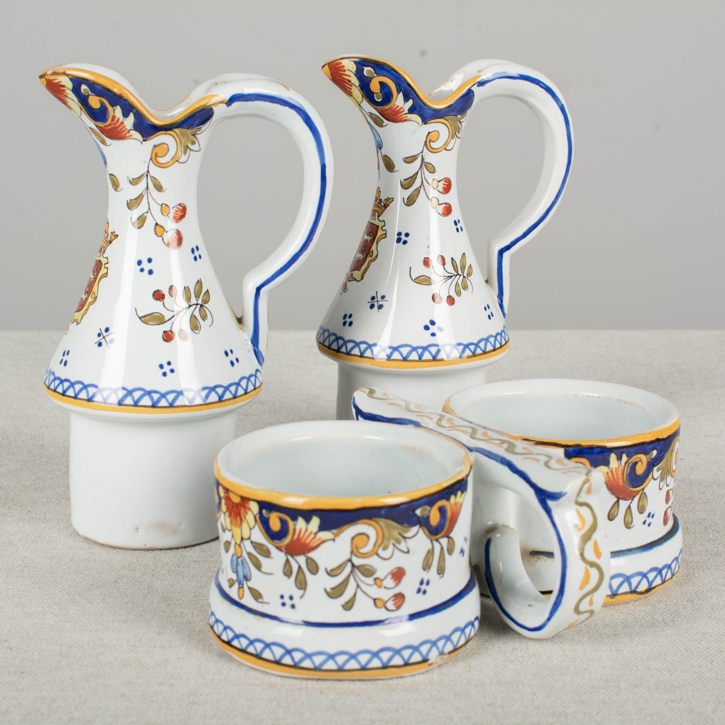 French Desvres Faience Cruet Set