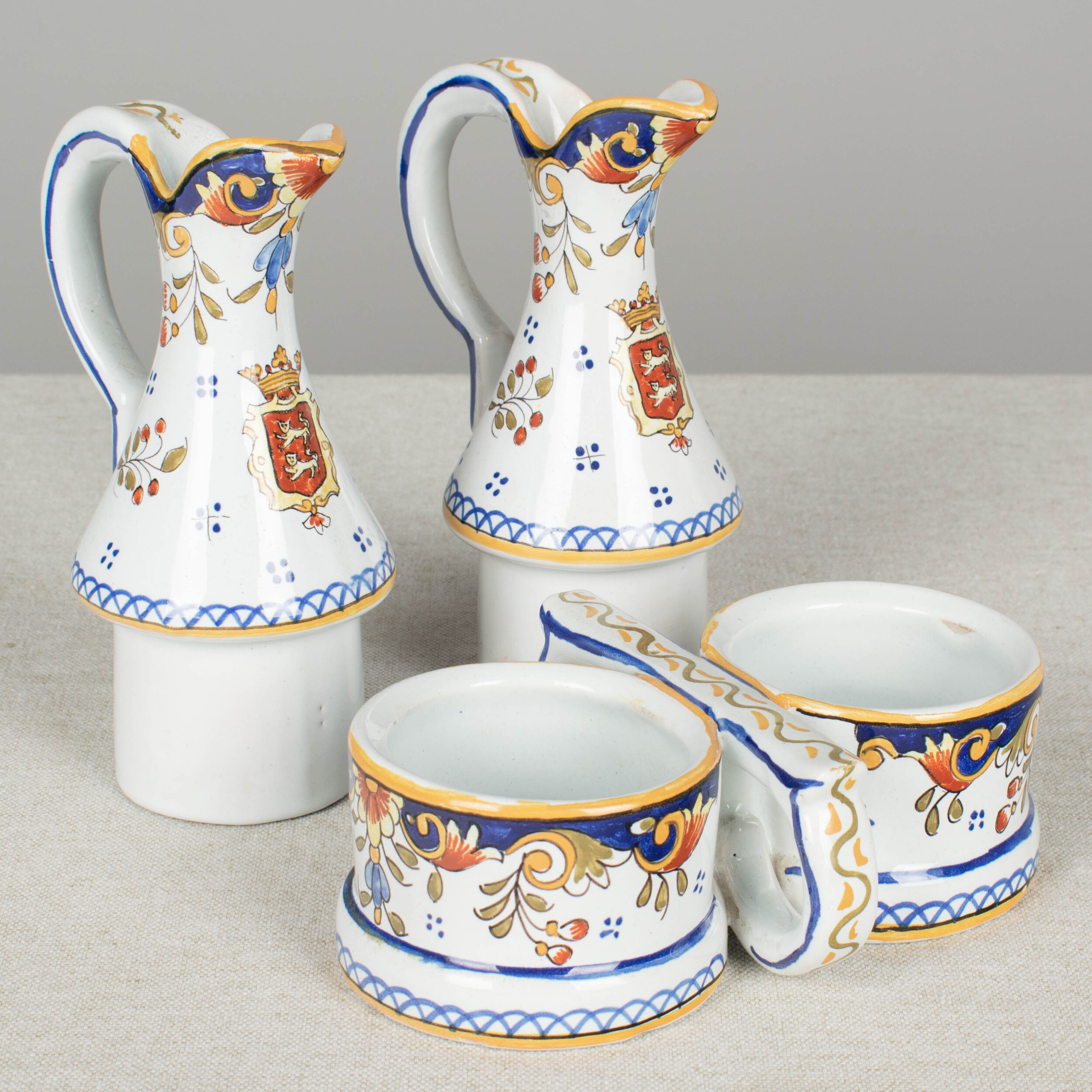 French Desvres Faience Cruet Set