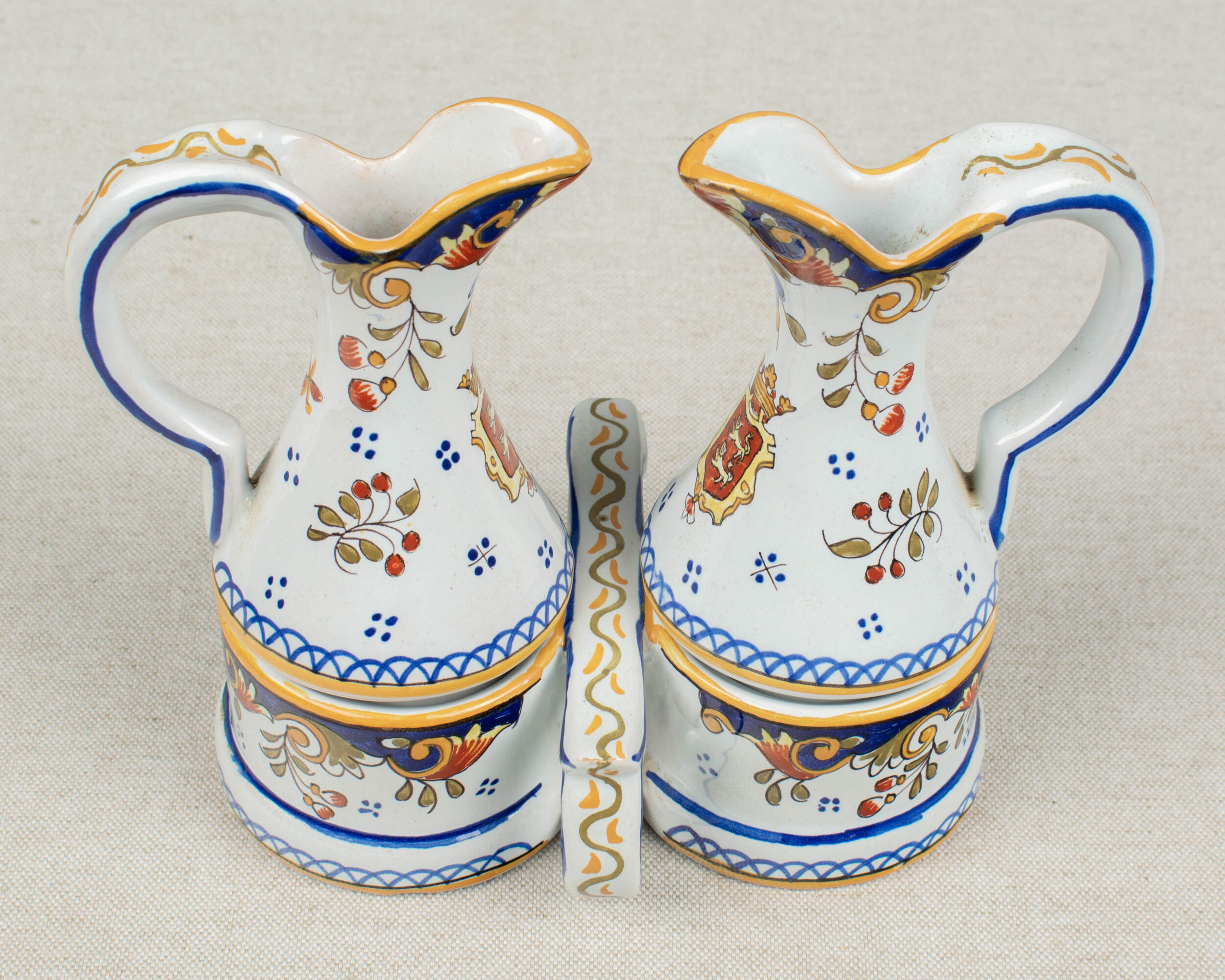 French Desvres Faience Cruet Set