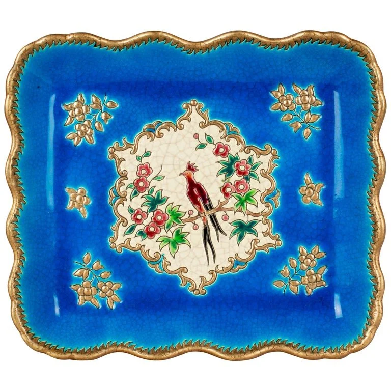 French Longwy Ceramic Tray