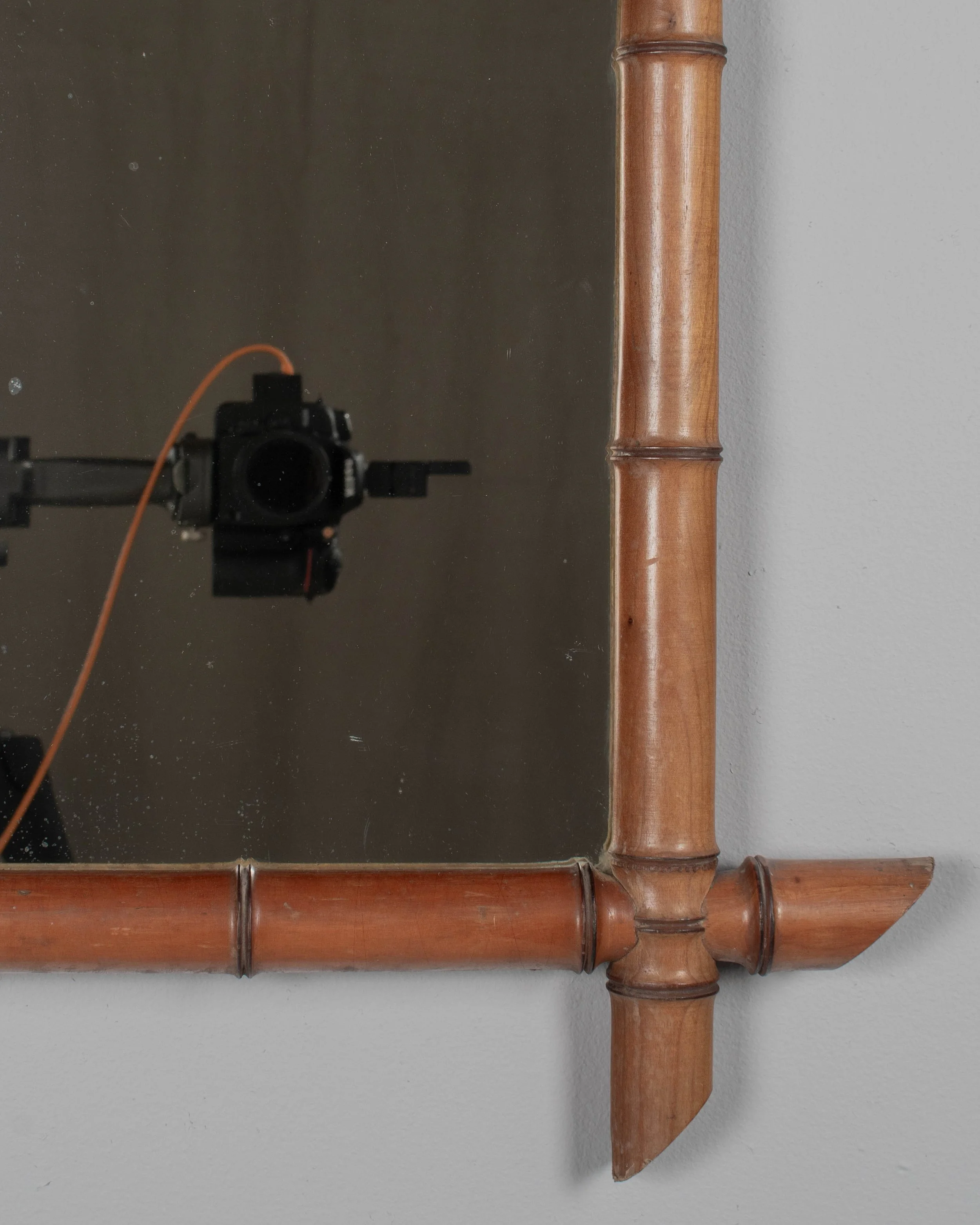 French Faux Bamboo Cherry Wood Mirror