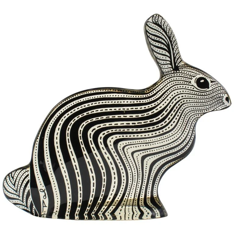 Mid Century Palatnik Op Art Lucite Rabbit Sculpture