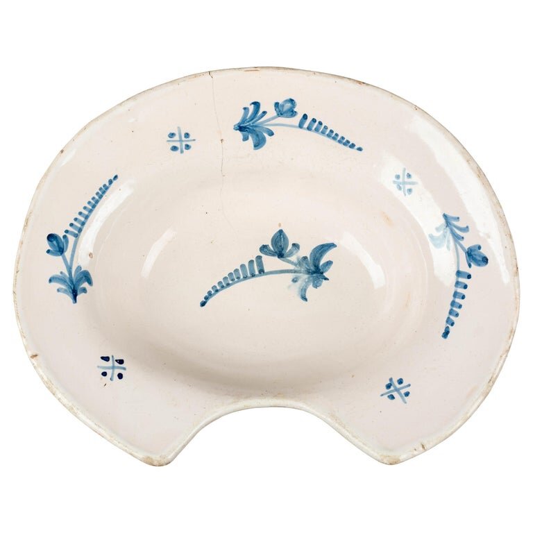 19th Century French Faience Shaving Bowl