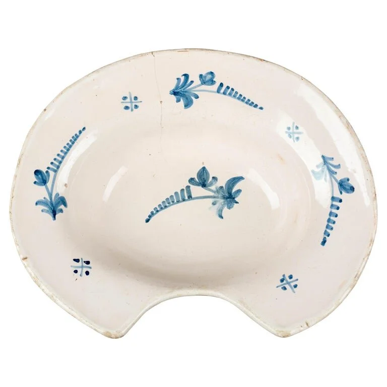19th Century French Faience Shaving Bowl