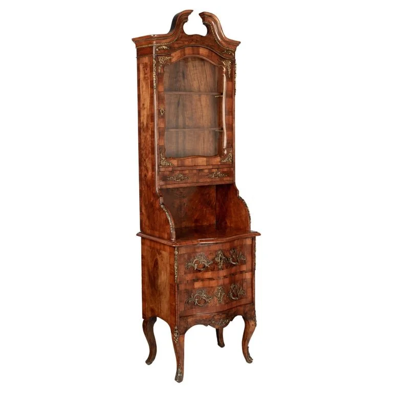 19th Century Italian Louis XV Style Cabinet with Vitrine