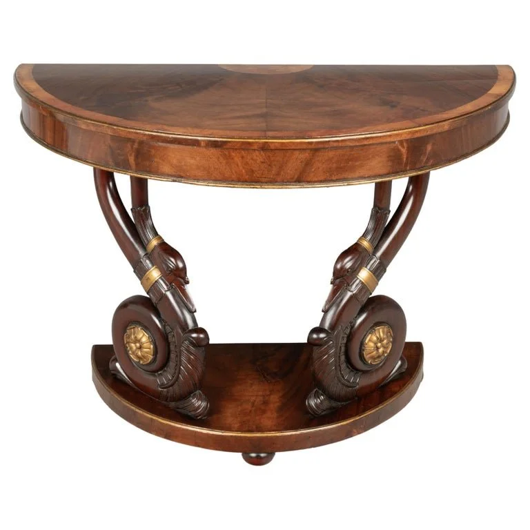 19th Century French Empire Demilune Console Table
