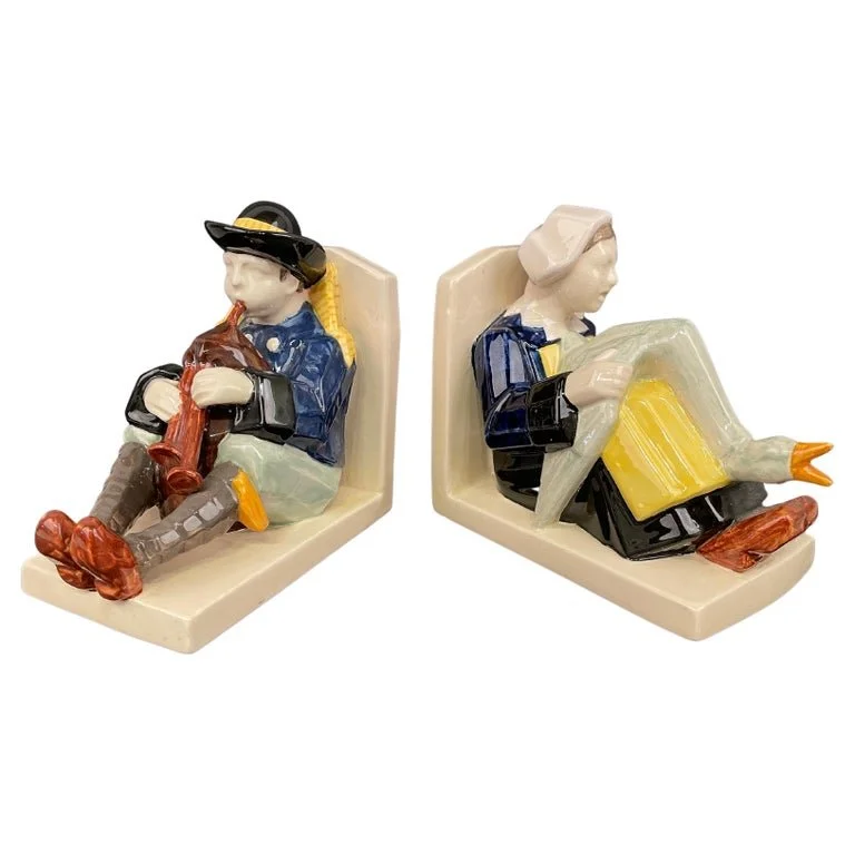 A pair of Art Deco HB Quimper Faience Bookends