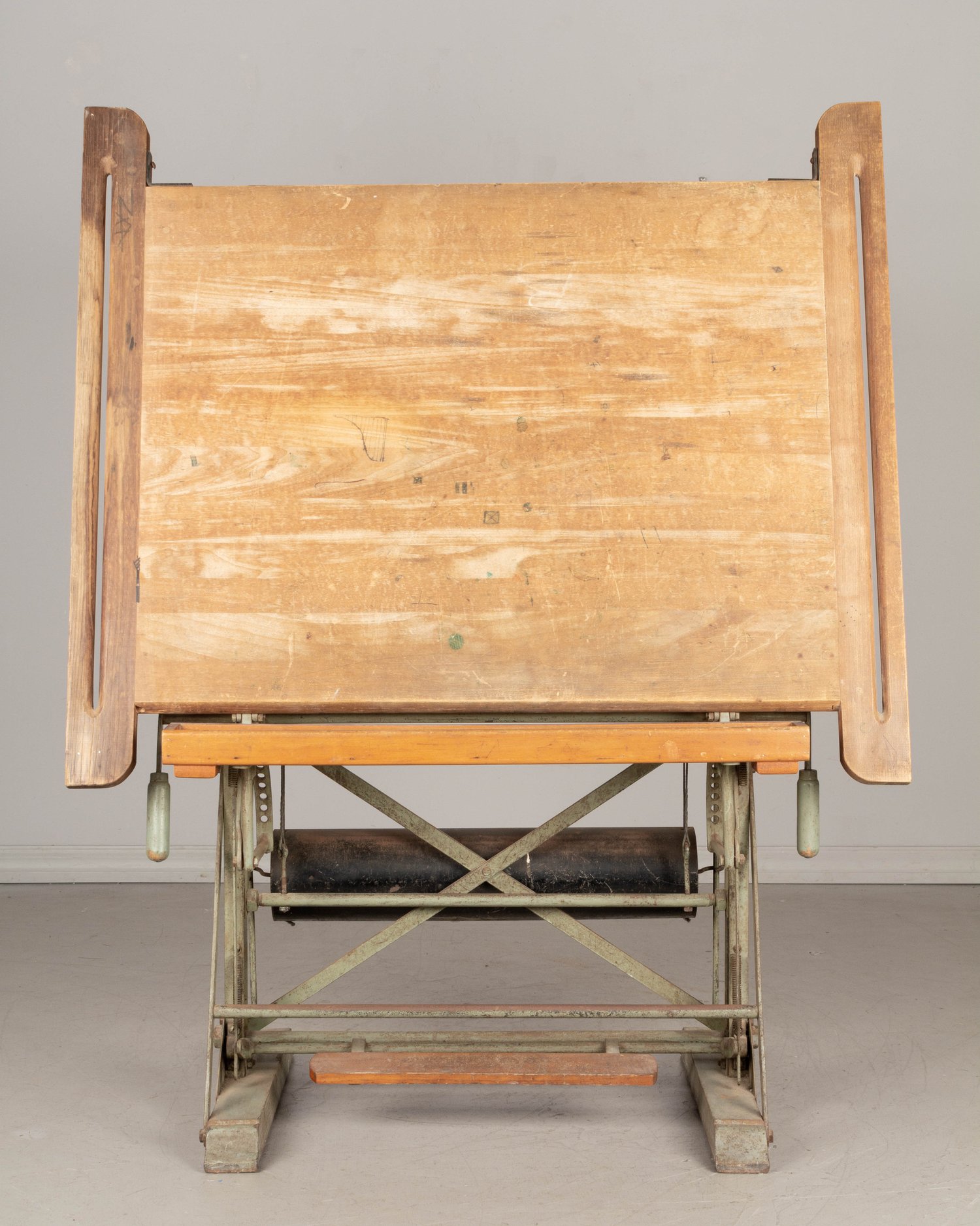 Antique Industrial Single-Pedestal Drafting Table