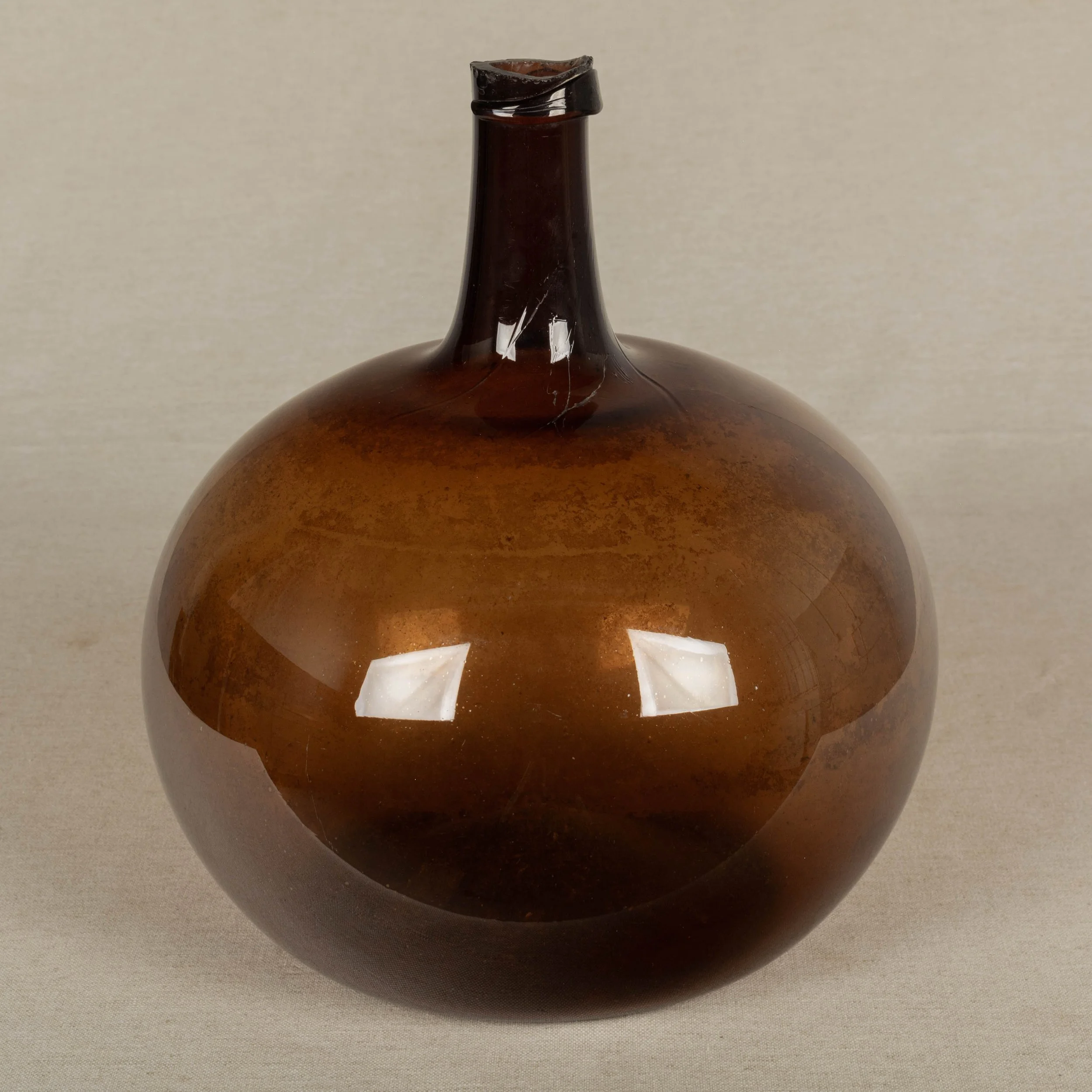 19th Century French Blown Glass Demijohn Bottle