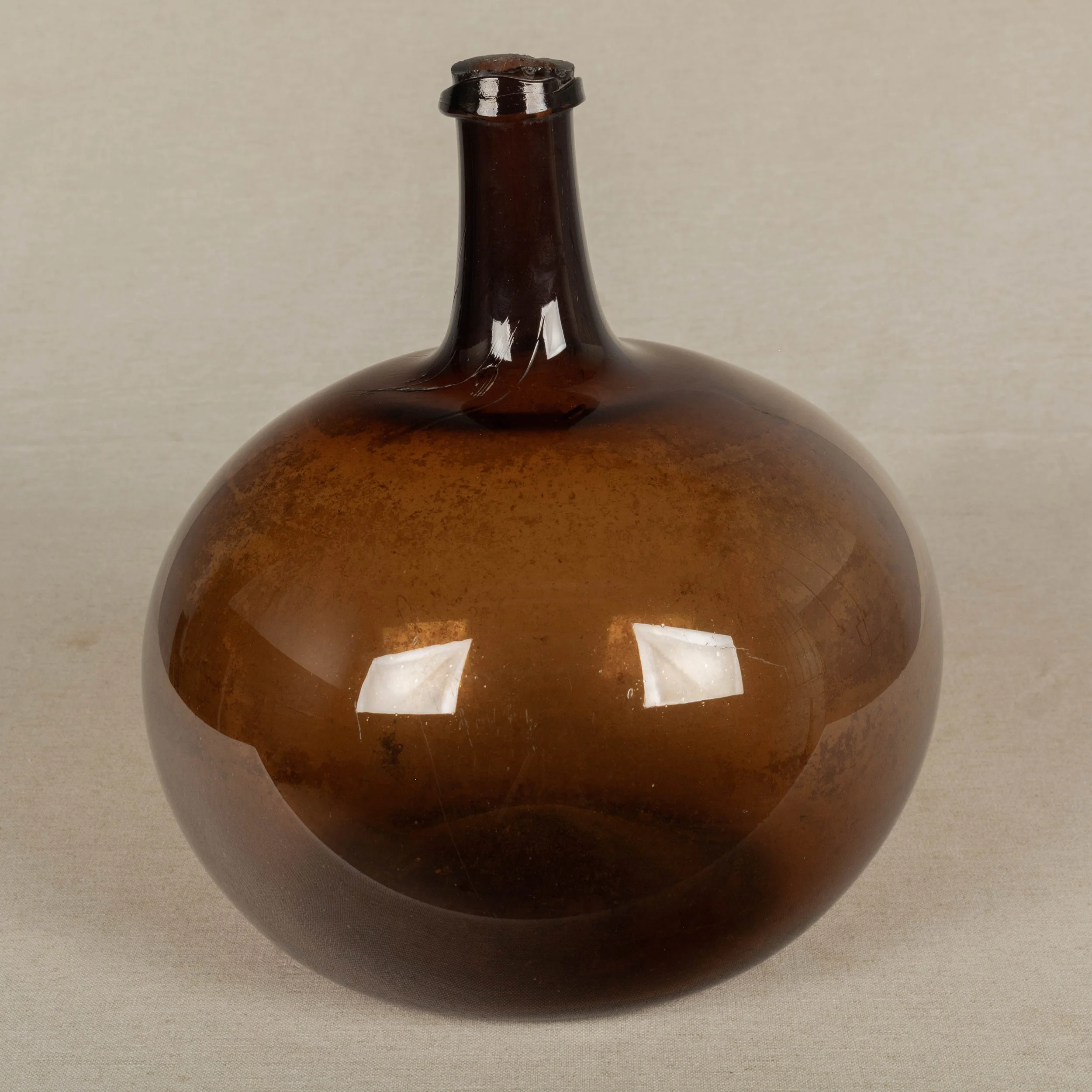 19th Century French Blown Glass Demijohn Bottle