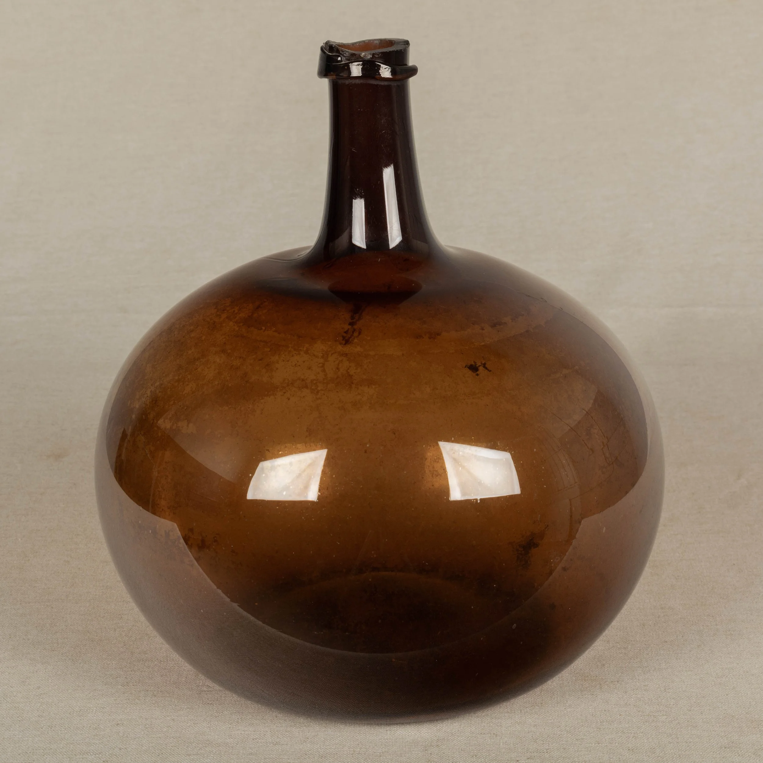 19th Century French Blown Glass Demijohn Bottle