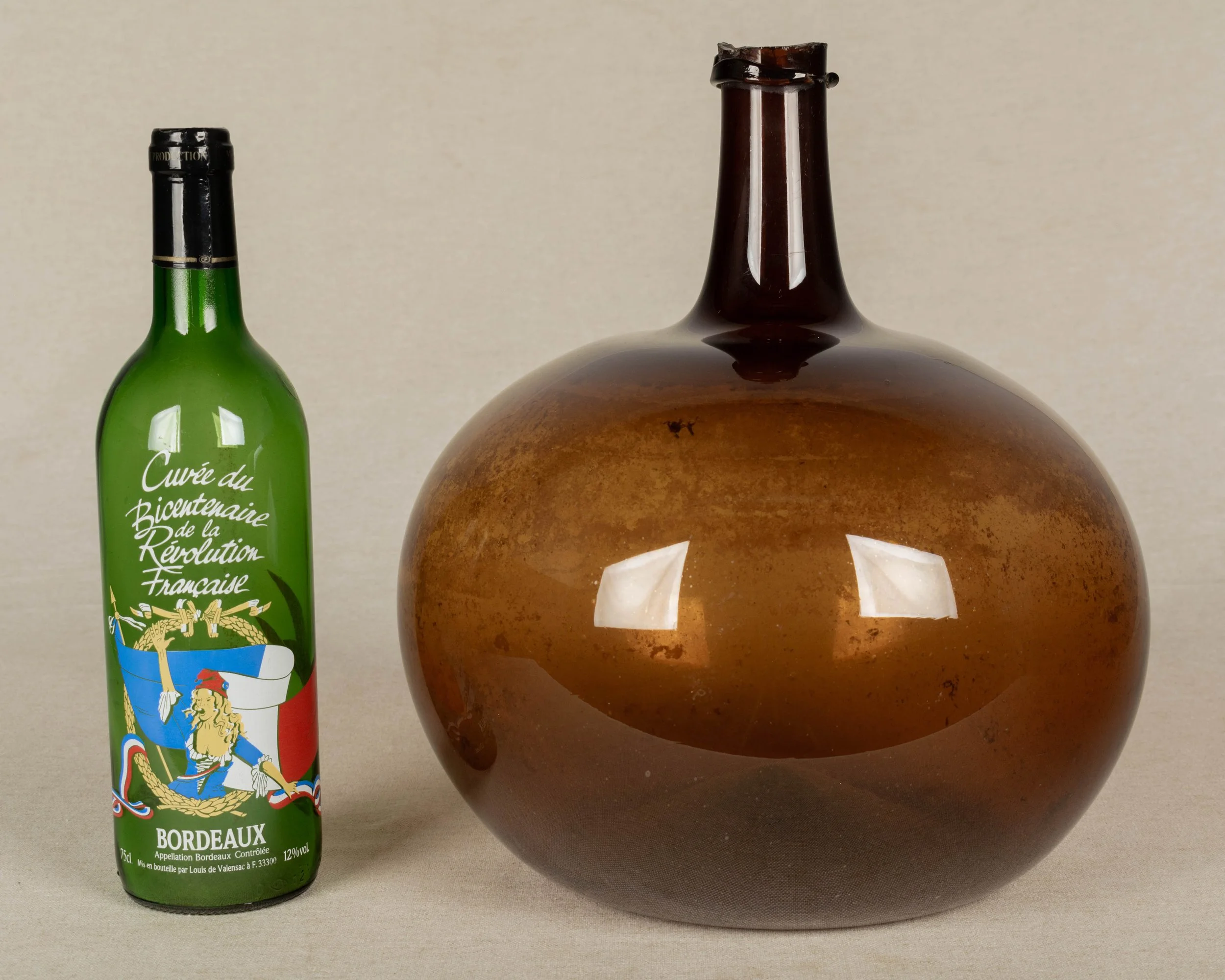 19th Century French Blown Glass Demijohn Bottle