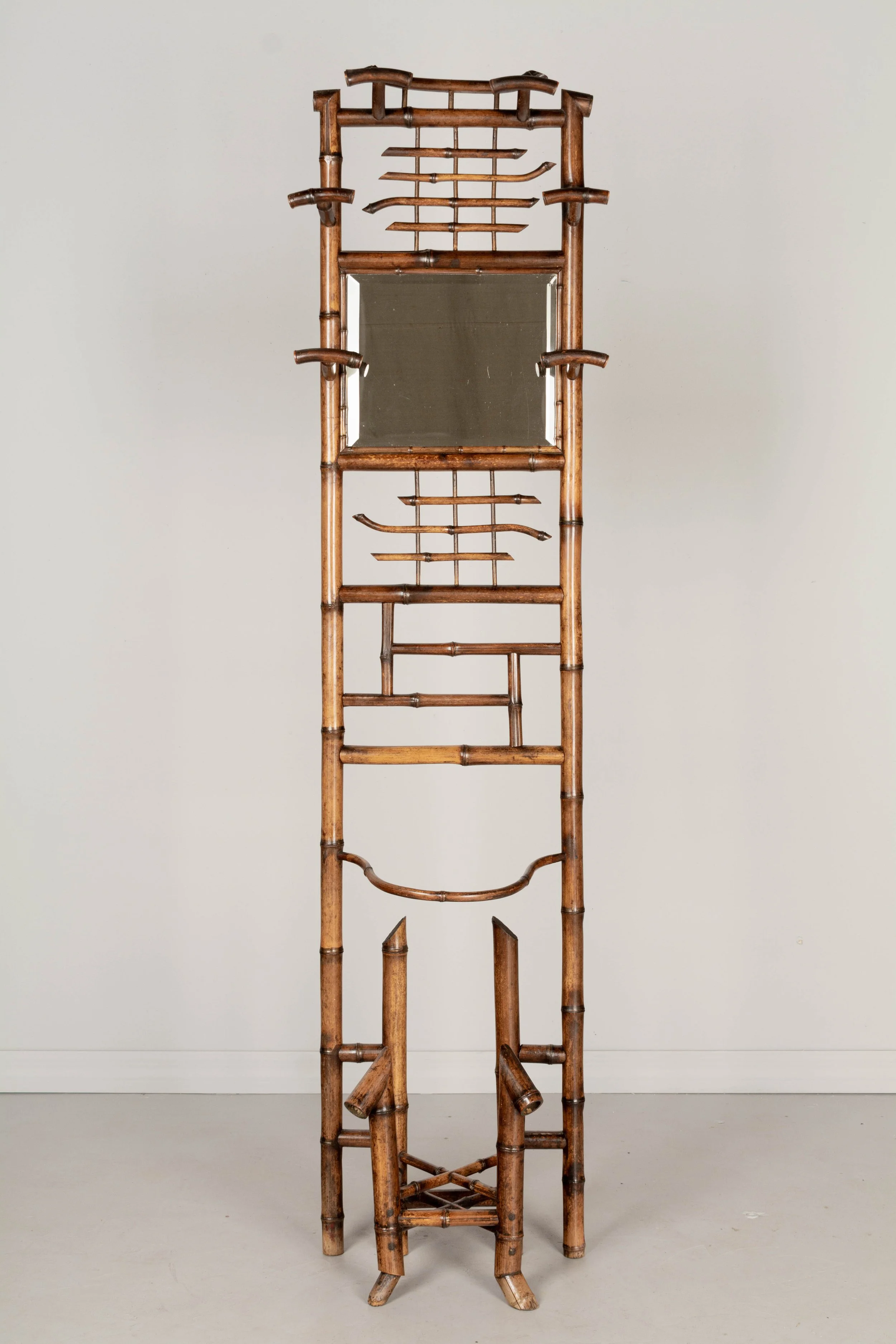 19th Century French Faux Bamboo Hall Tree or Coat Rack