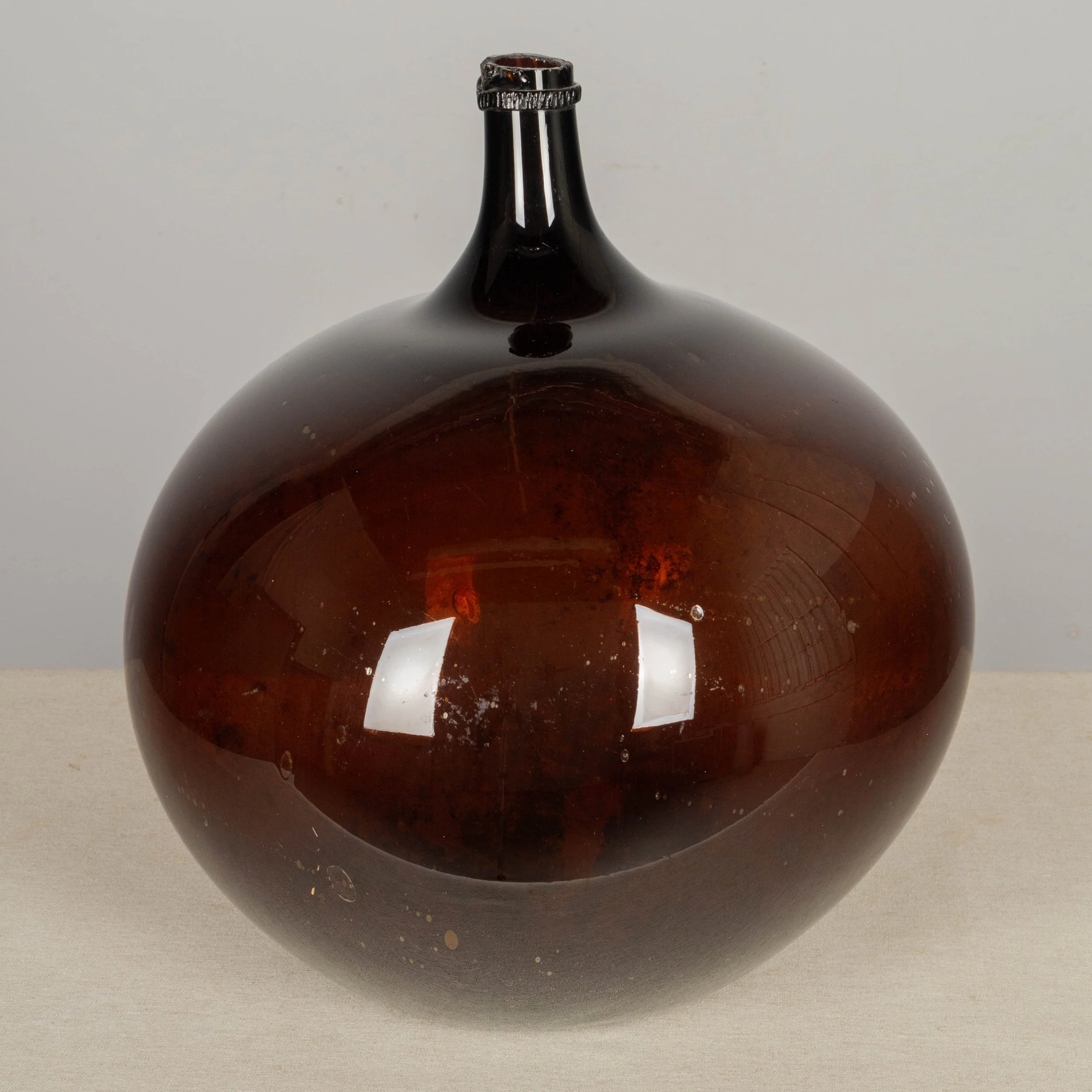 19th Century French Blown Glass Demijohn Bottle