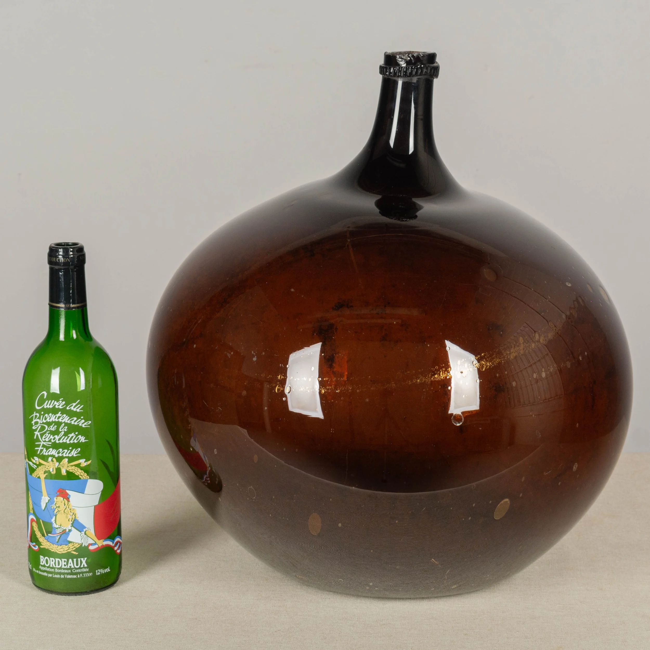19th Century French Blown Glass Demijohn Bottle