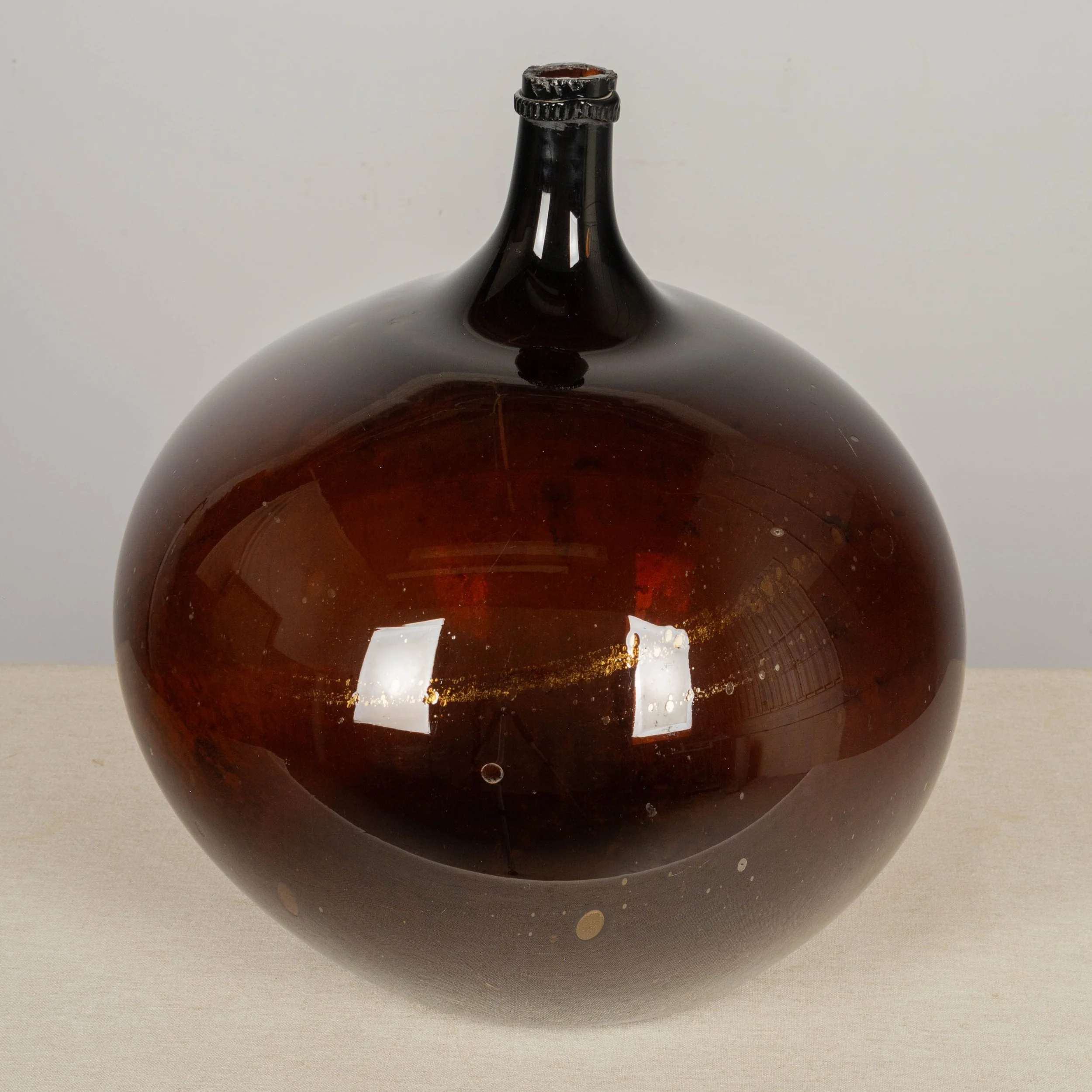 19th Century French Blown Glass Demijohn Bottle