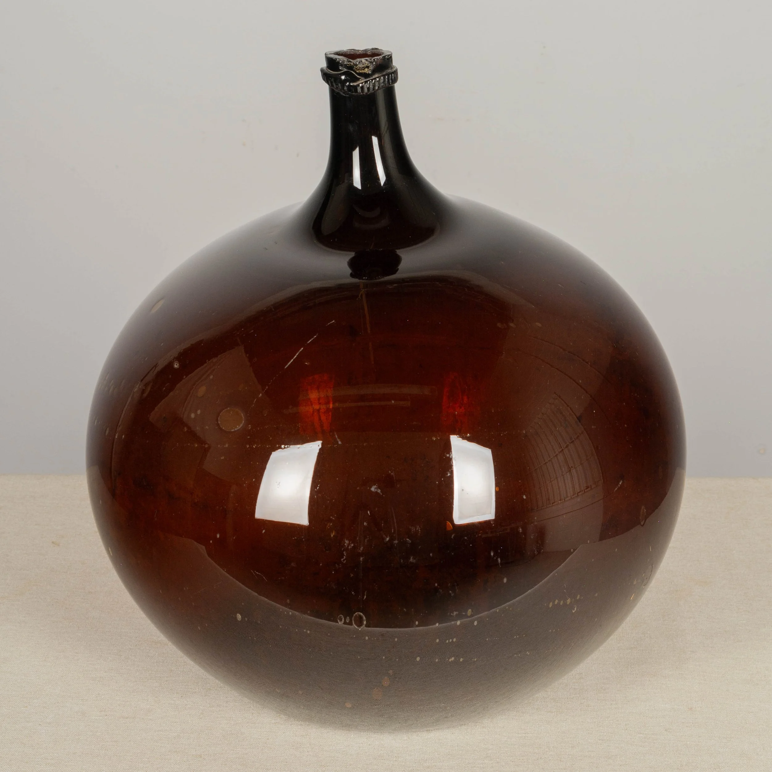 19th Century French Blown Glass Demijohn Bottle
