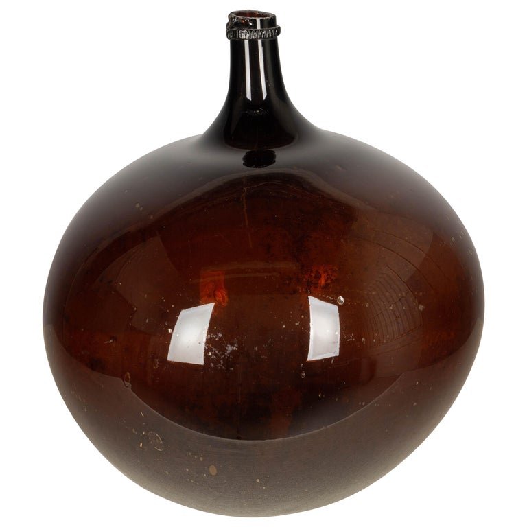 19th Century French Blown Glass Demijohn Bottle