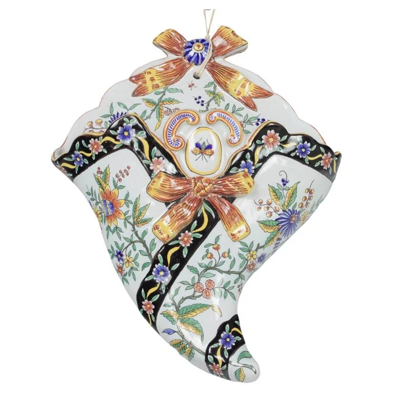 フランス アンティーク Desvres デヴル 19世紀 ウォールポケット 花器 Olivier Fleury French Antiques-Antique French Ceramics for Sale
