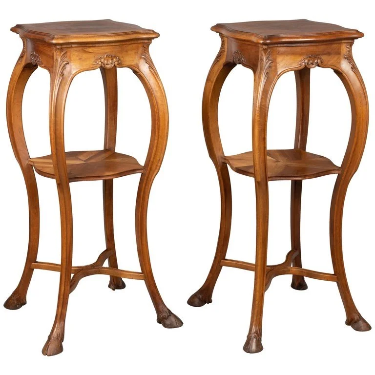 Beautiful Pair of Art Nouveau Sellettes
Walnut.
#frenchantiques
#artnouveaufurniture
#countryfrenchantiques
#artnouveaudesign 
#antiquesforsale