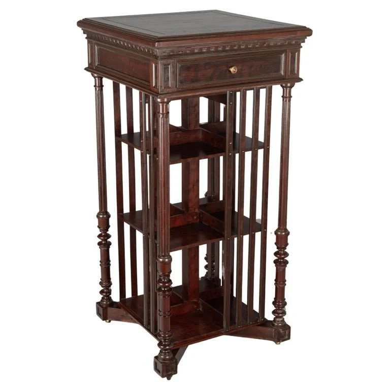 Mahogany Rotating Books shelf
#frenchantiques ##countryfrenchdecor 
#bookshelves #antiquesforsale
#floridadesigner
#winterparkflorida
#antiquesdealersofinstagram