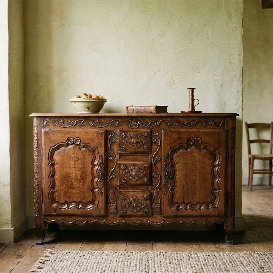 18th Century Country French Enfilade or Sideboard Circa 1840-1860
Dimensions: 60.25"W x 19.25"D x 38.5"H
#frenchantiques #countryfrenchantiques #antiquesideboard
#frenchdecor
#antiquebuffet