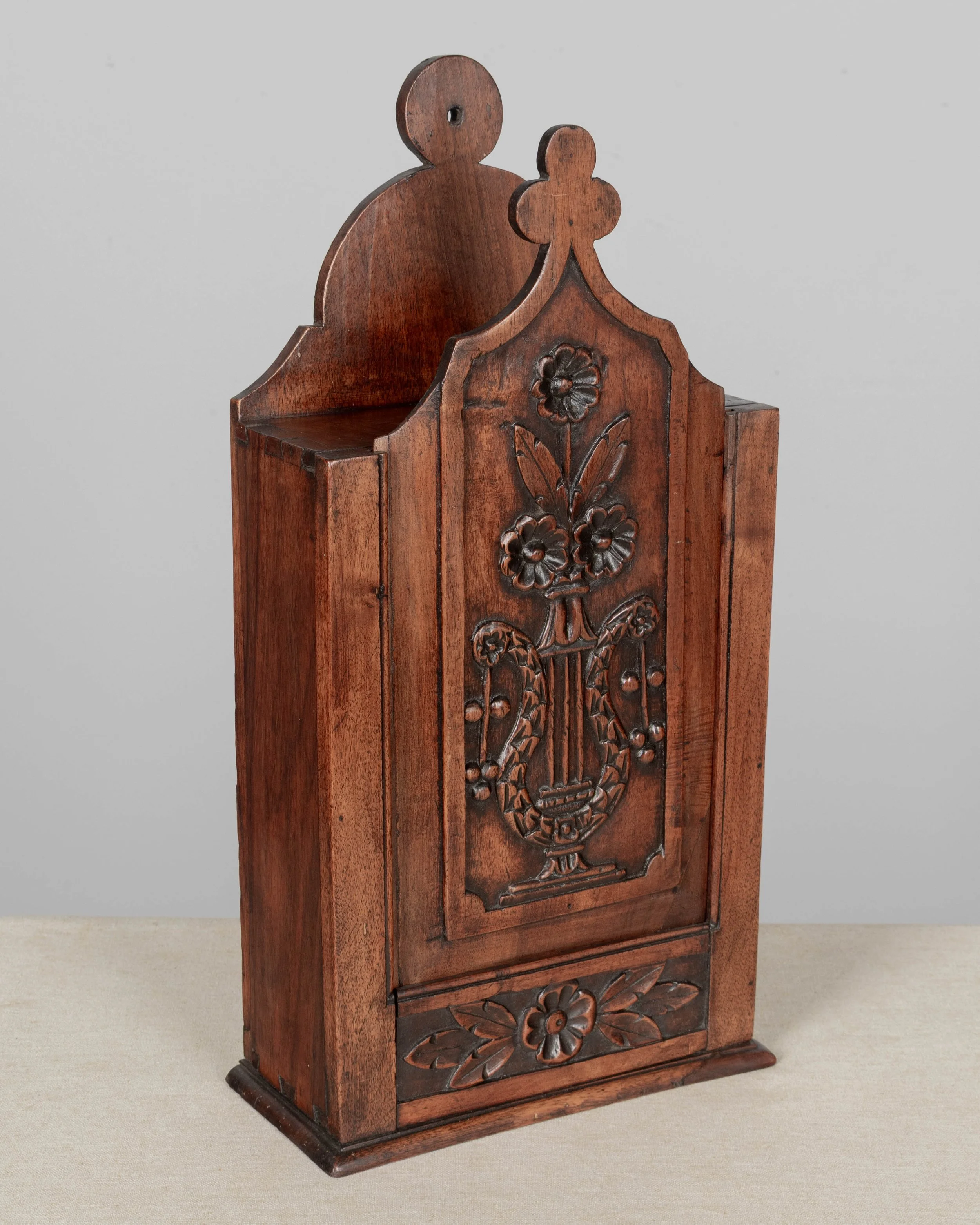 19th Century French Fariniere Box, Hand-Carved Walnut, Circa 1850