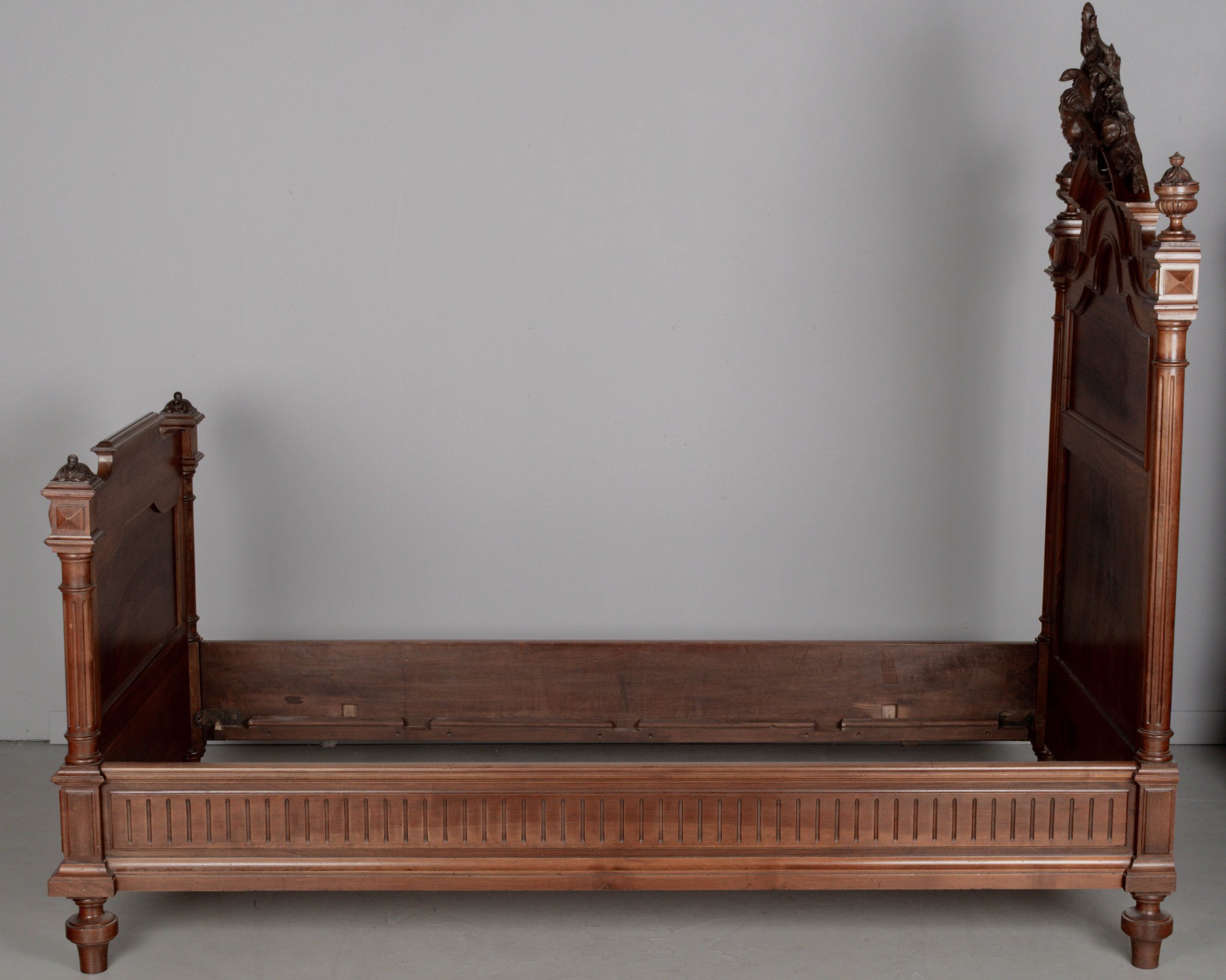 Pair of Italian Walnut Twin Bed Frames