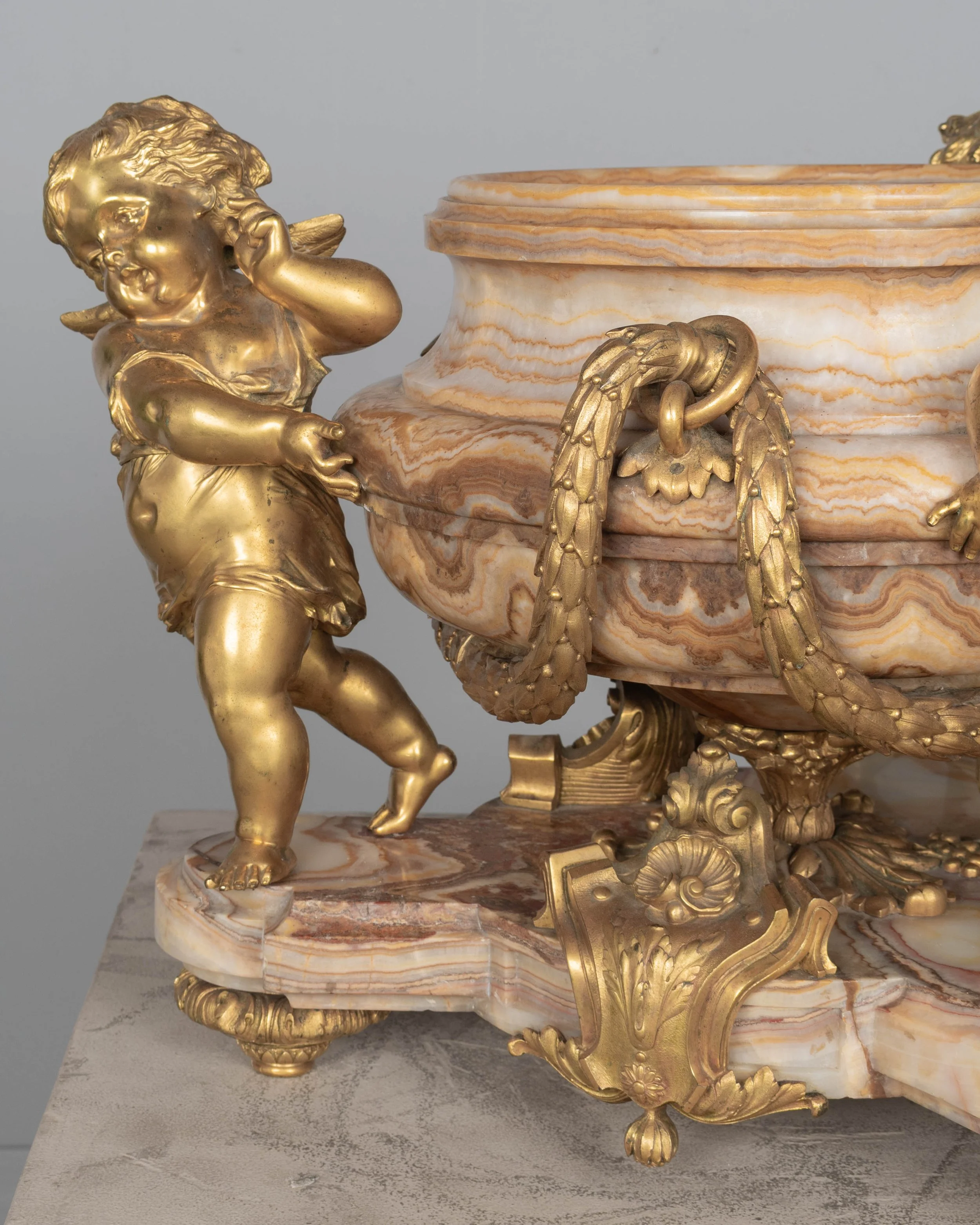 H. Journet & Cie 19th Century French Ormolu Bronze & Oynx Centerpiece