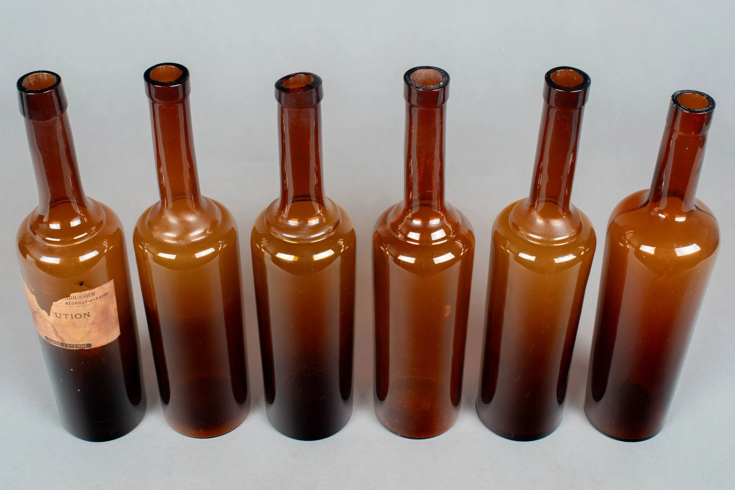 French Amber Glass Medicine Bottles