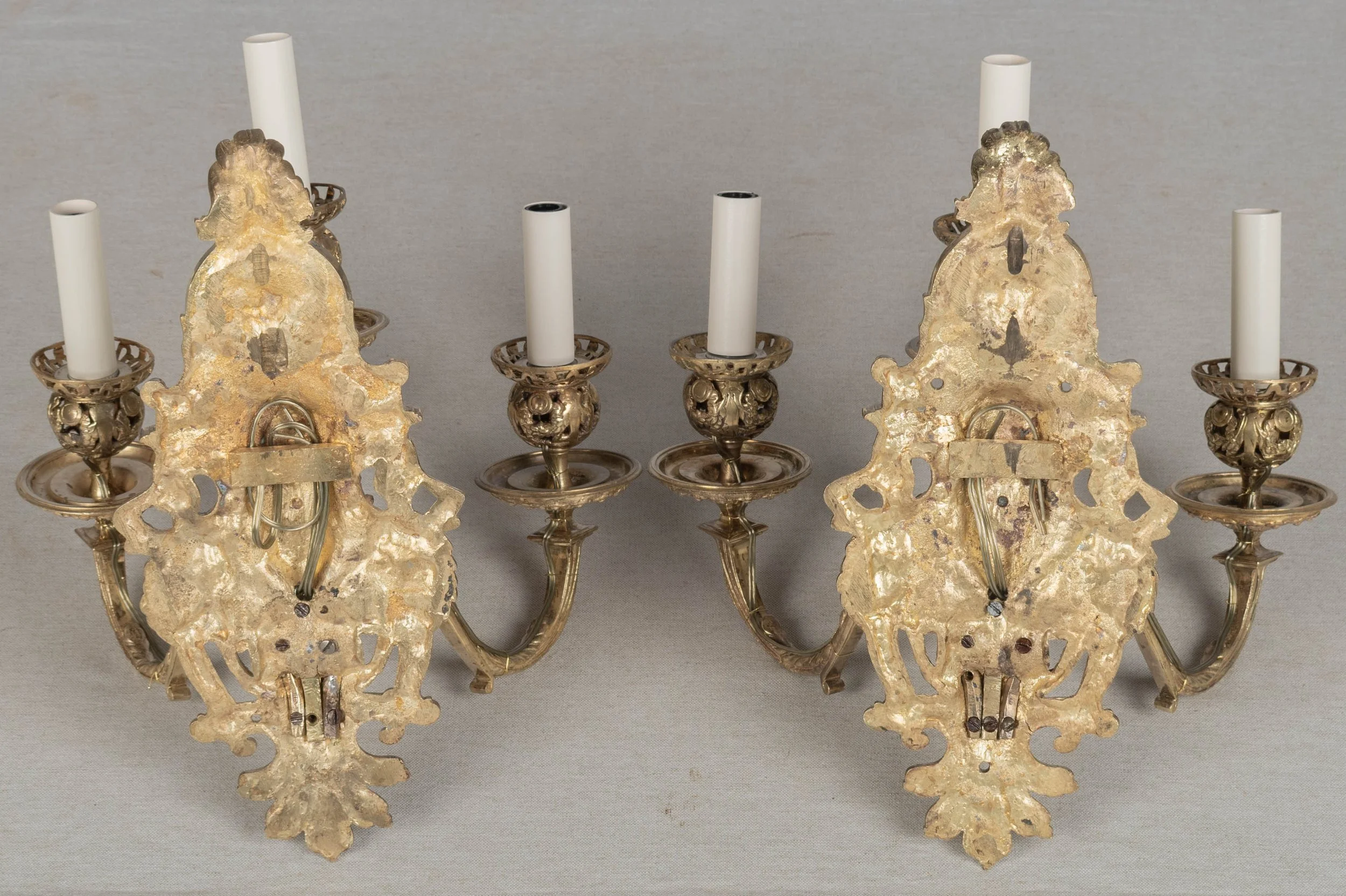 Pair of 19th Century French Baroque Cast Bronze Wall Sconces