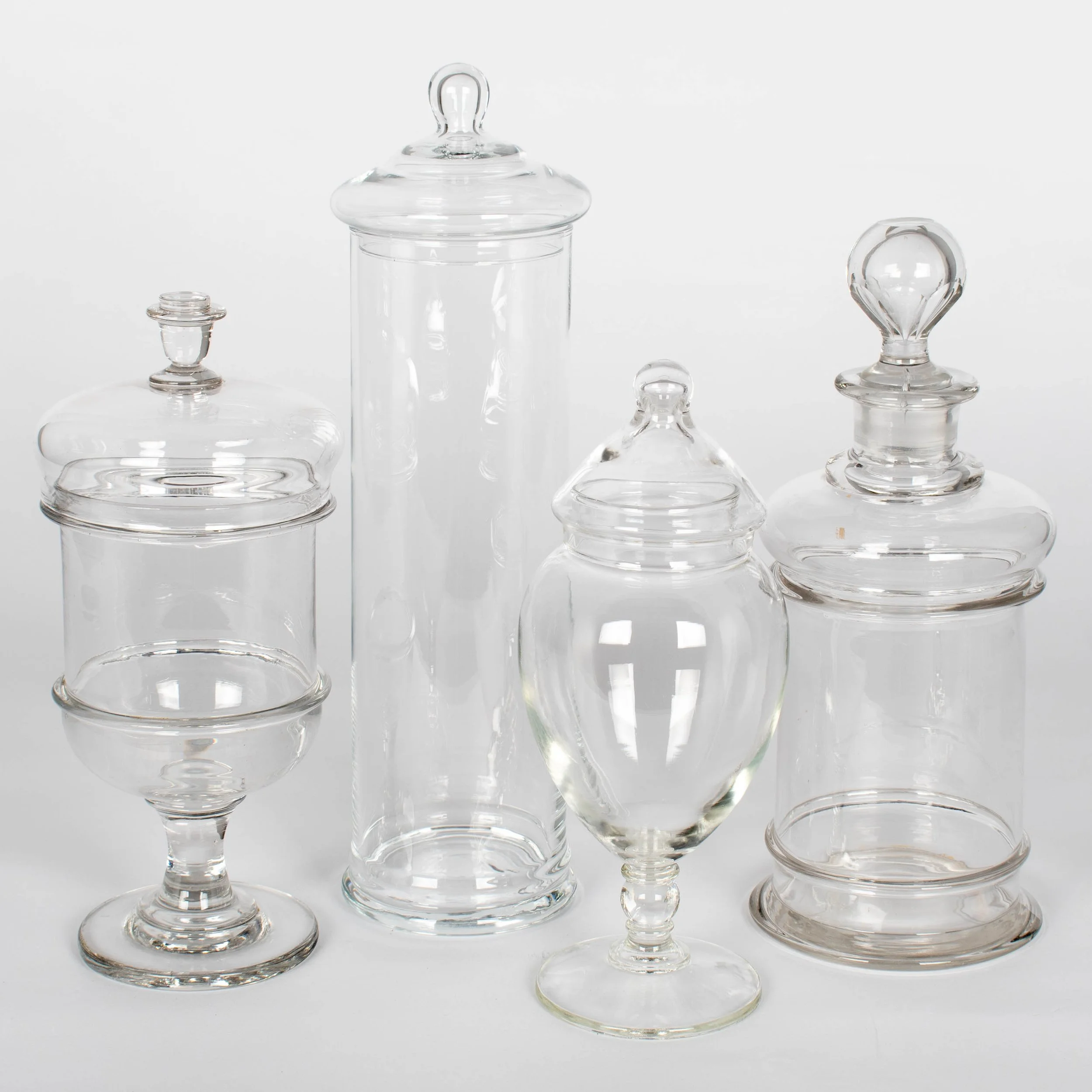 French Glass Apothecary Jars or Canisters Set of 4