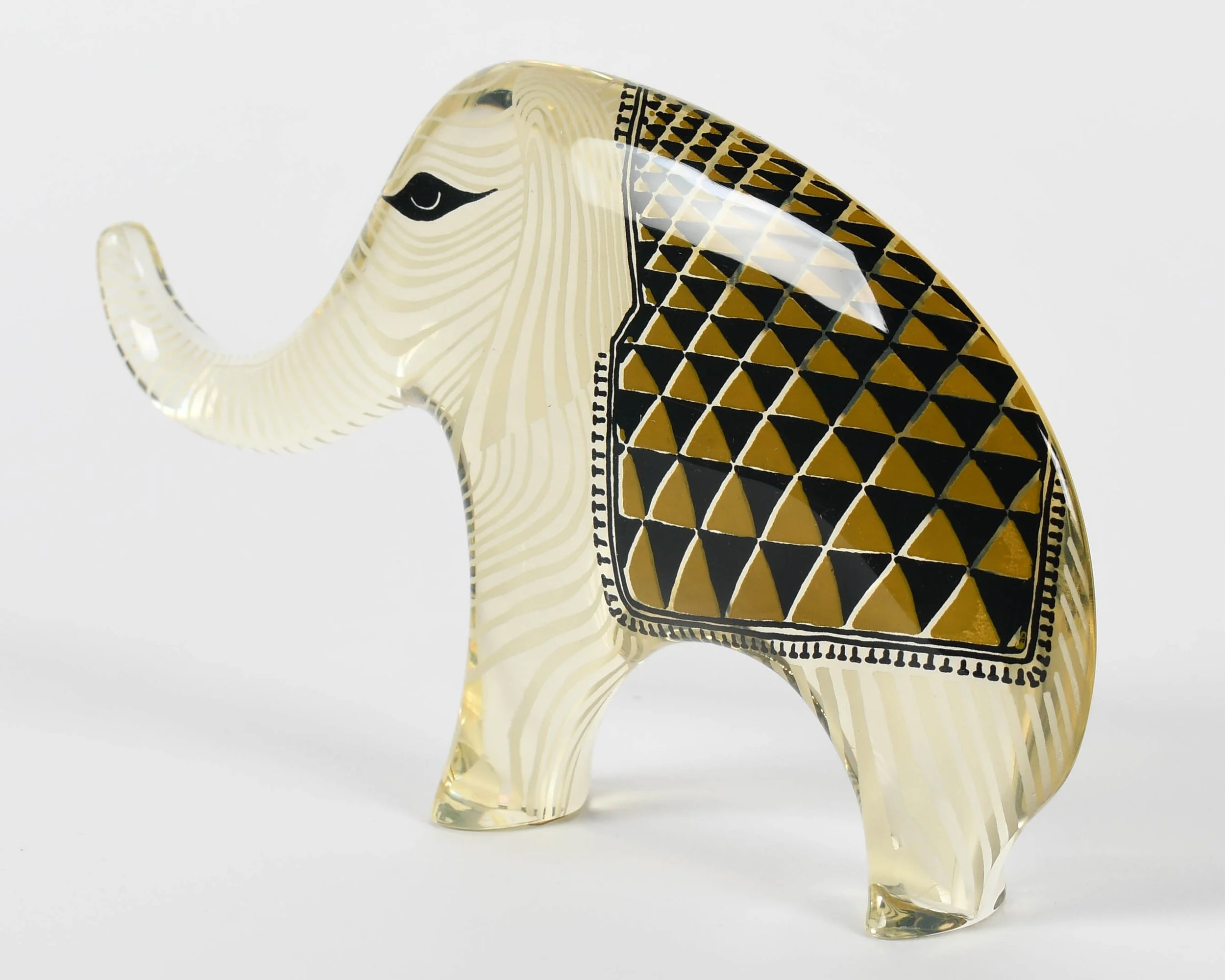 Palatnik Op Art Lucite Elephant with Tan Blanket