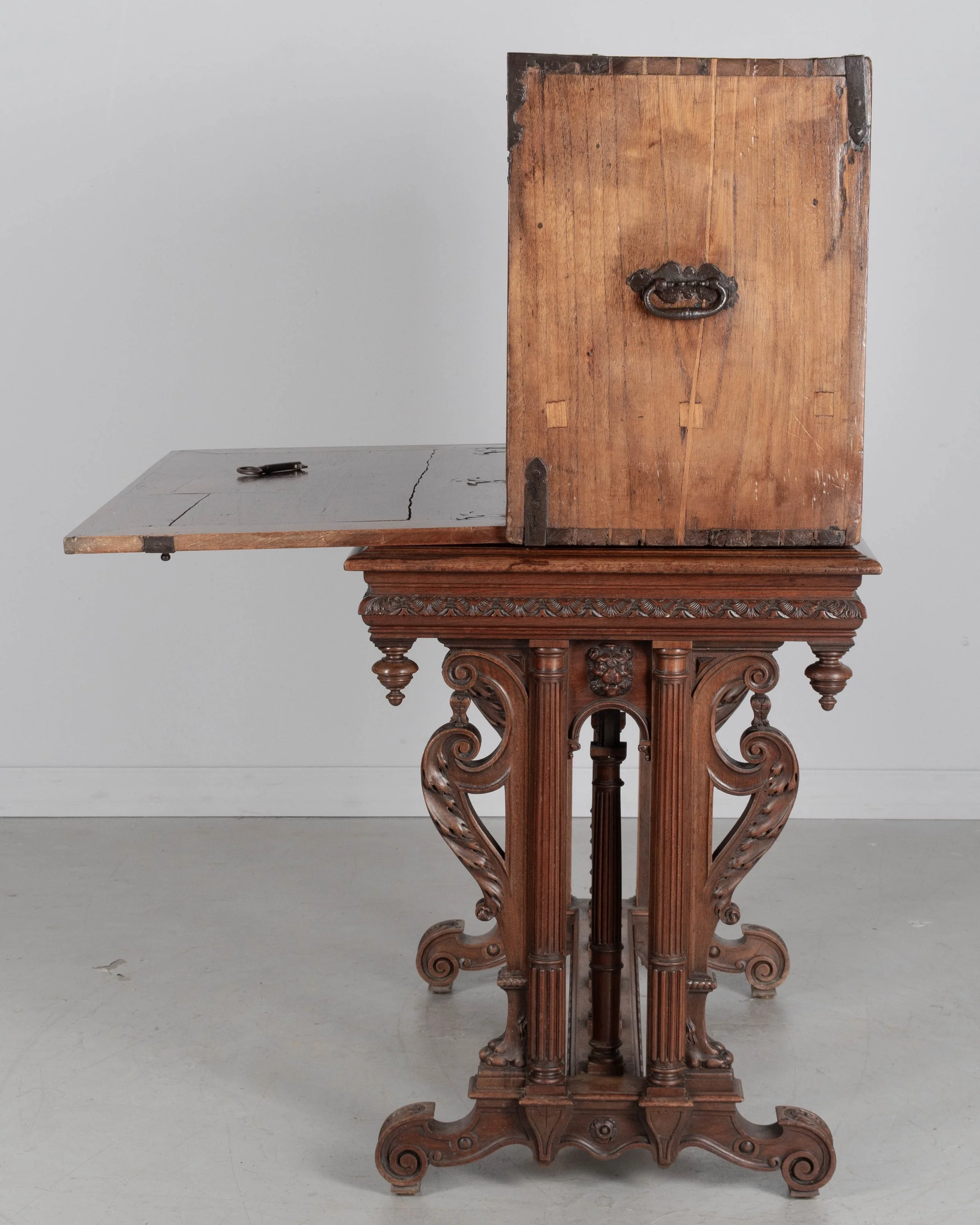 An early 19th century Spanish vargueno, or portable desk, made of hand-planed solid walnut