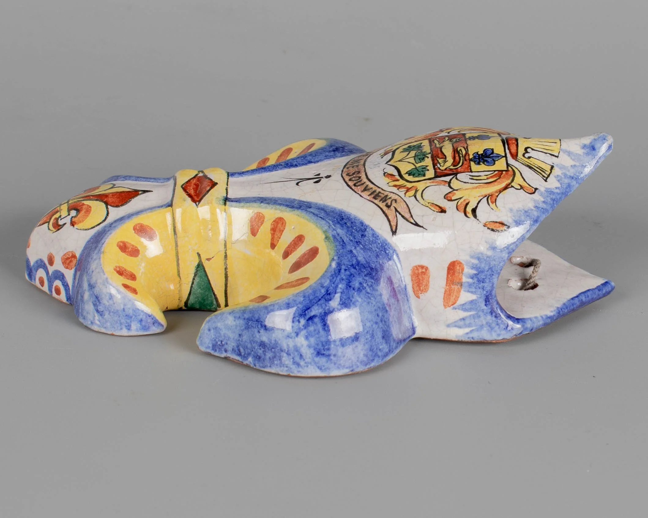 19th Century French Faience Fleur de Lis Wall Pocket