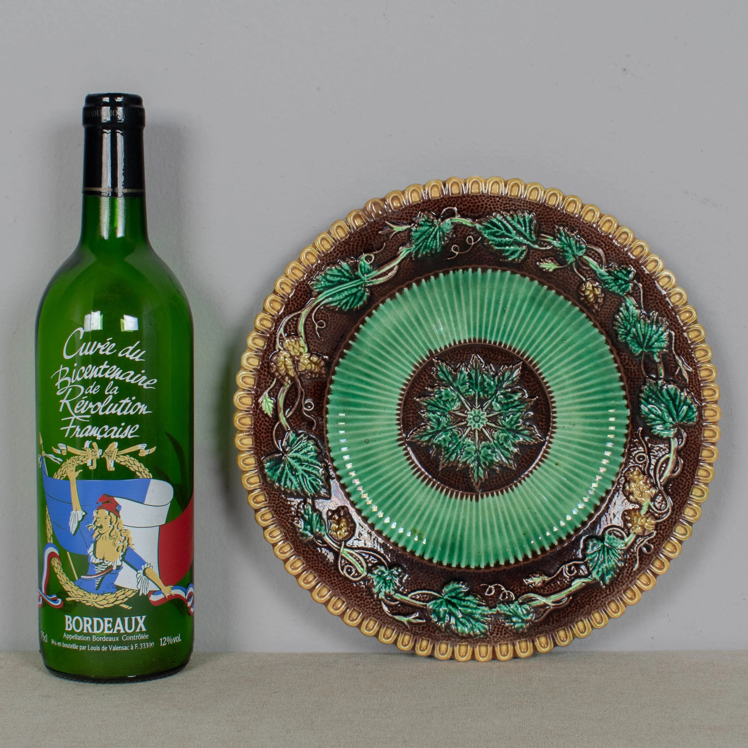 George Jones Majolica Plate, Grapevine Pattern, English, Circa 1865