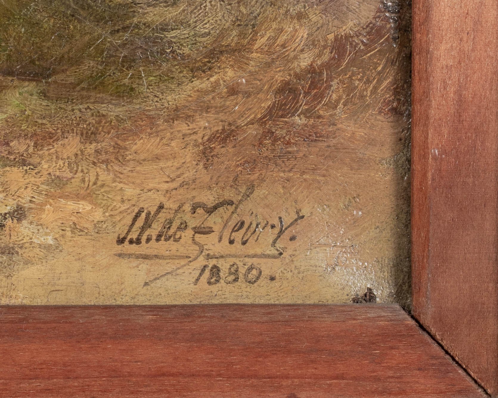 19th Century Painting by James Vivien de Fleury "Montfort, Brittany"