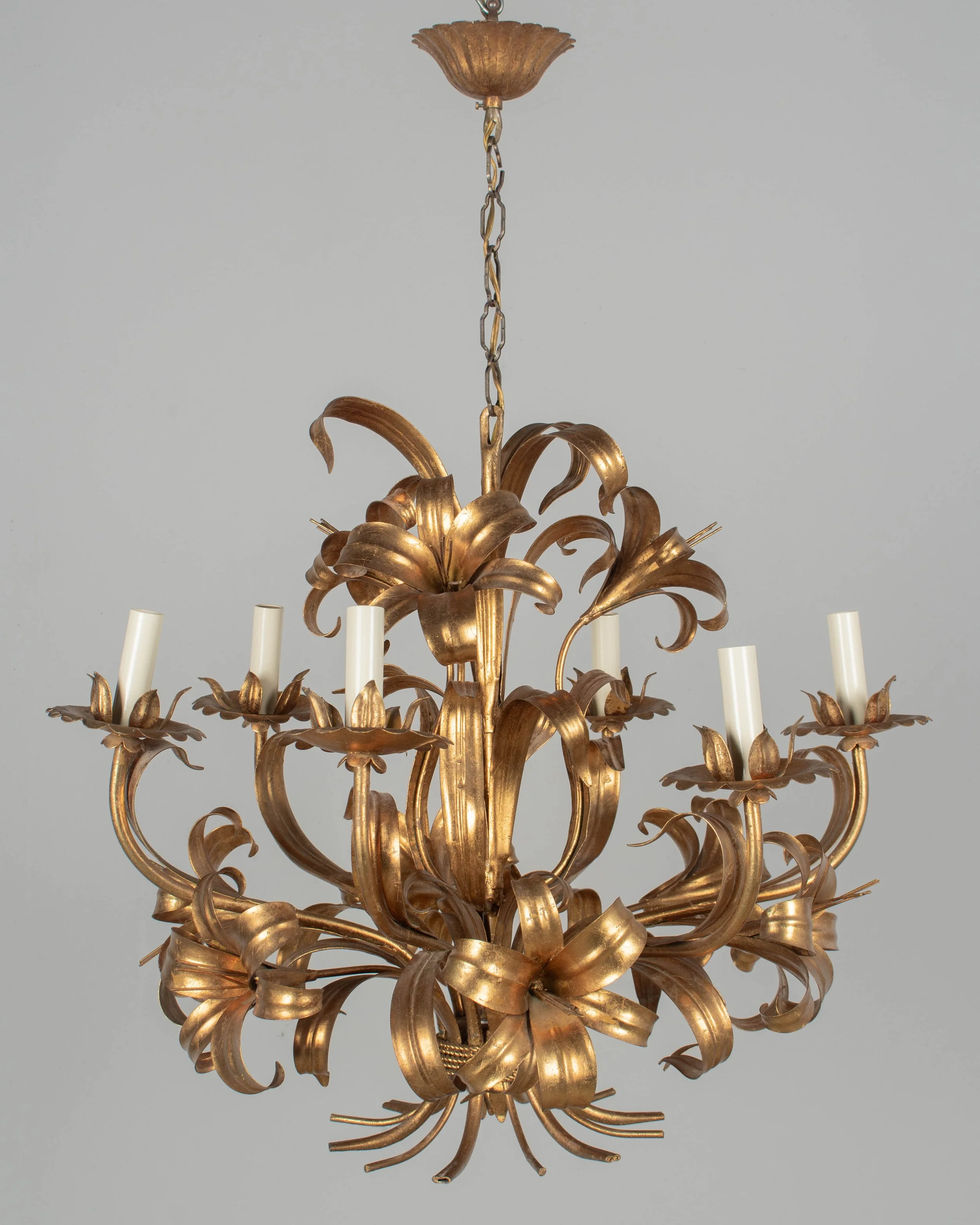Italian Gilt Tôle Chandelier Six Lights