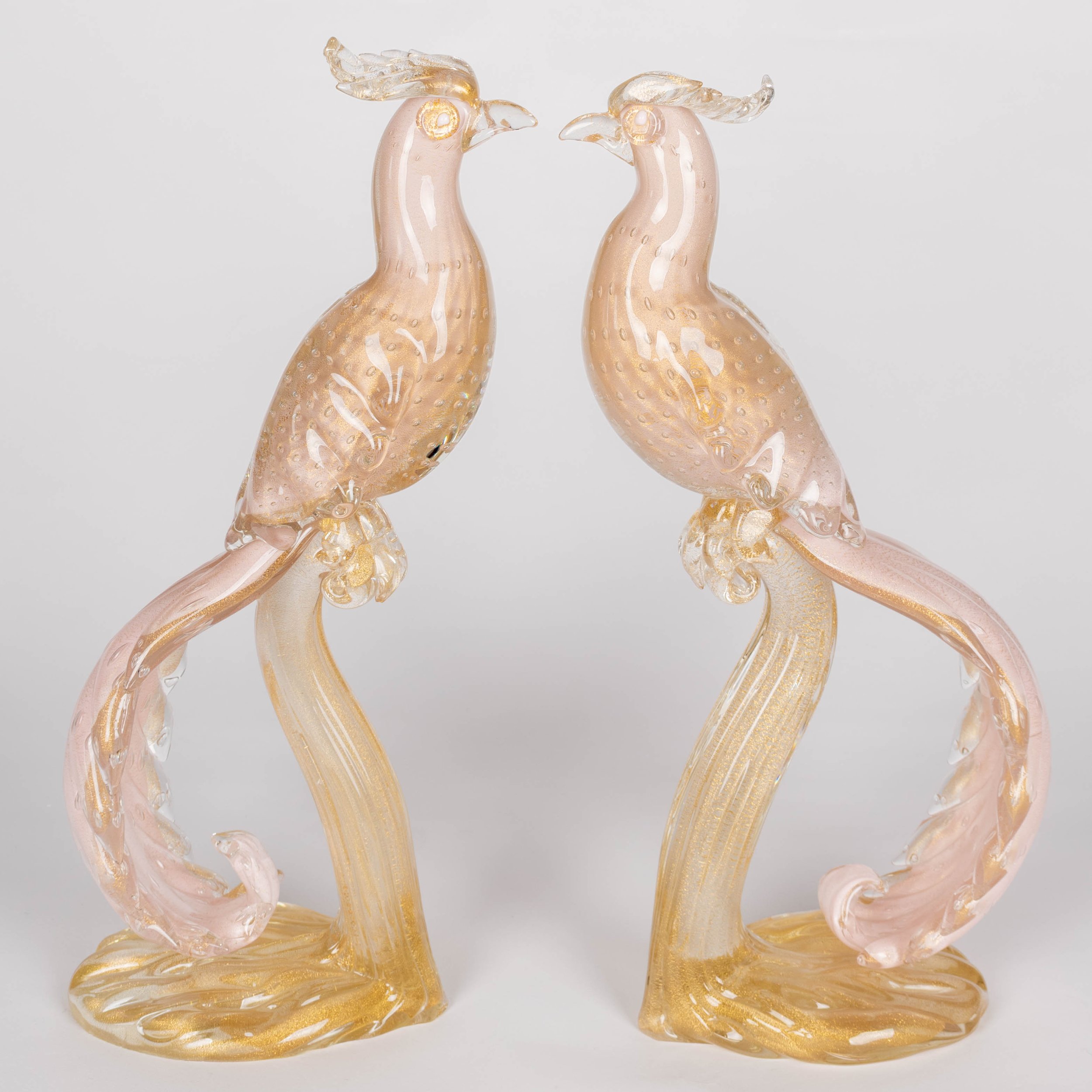 Pair of Murano Glass Barbini Birds of Paradise
