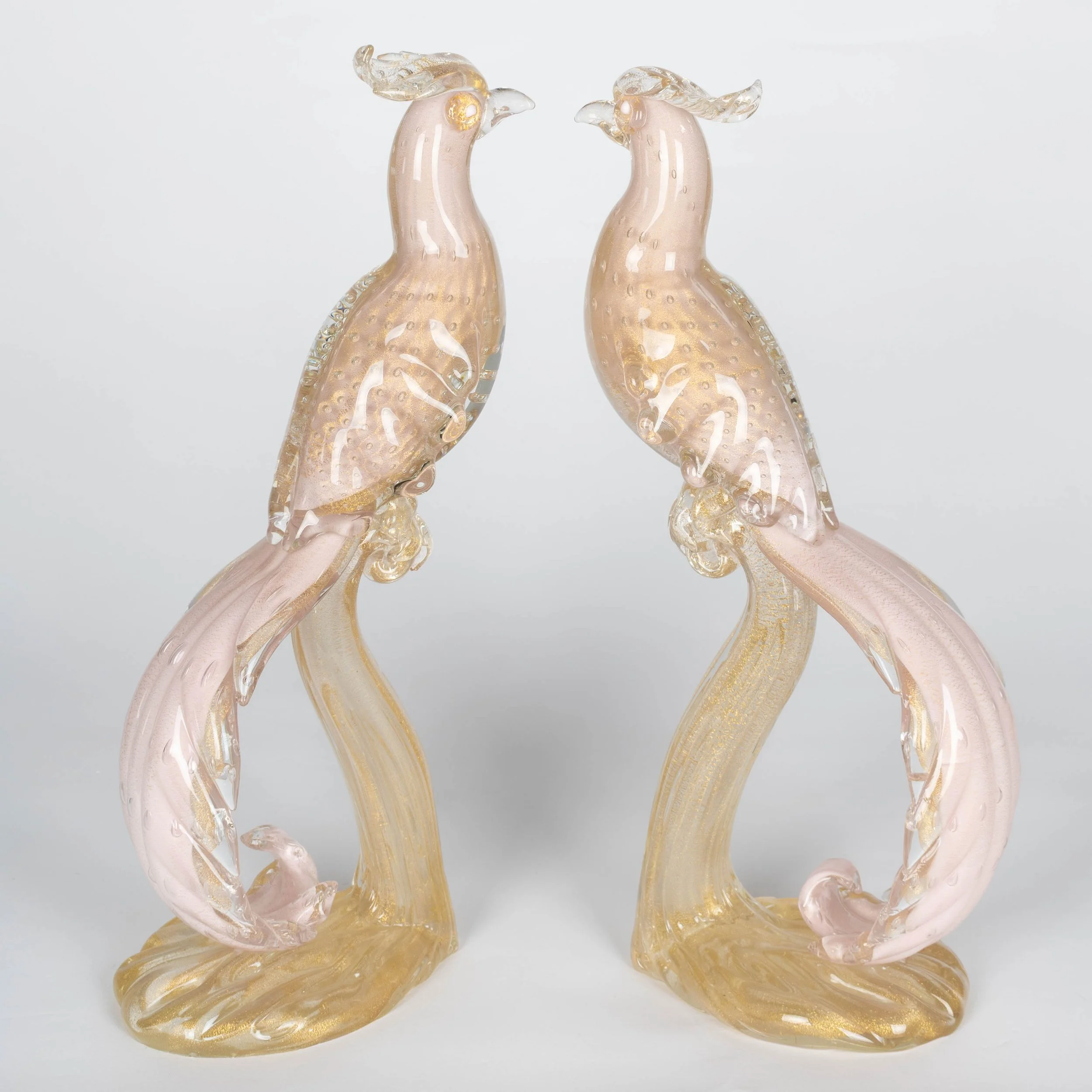 Pair of Murano Glass Barbini Birds of Paradise