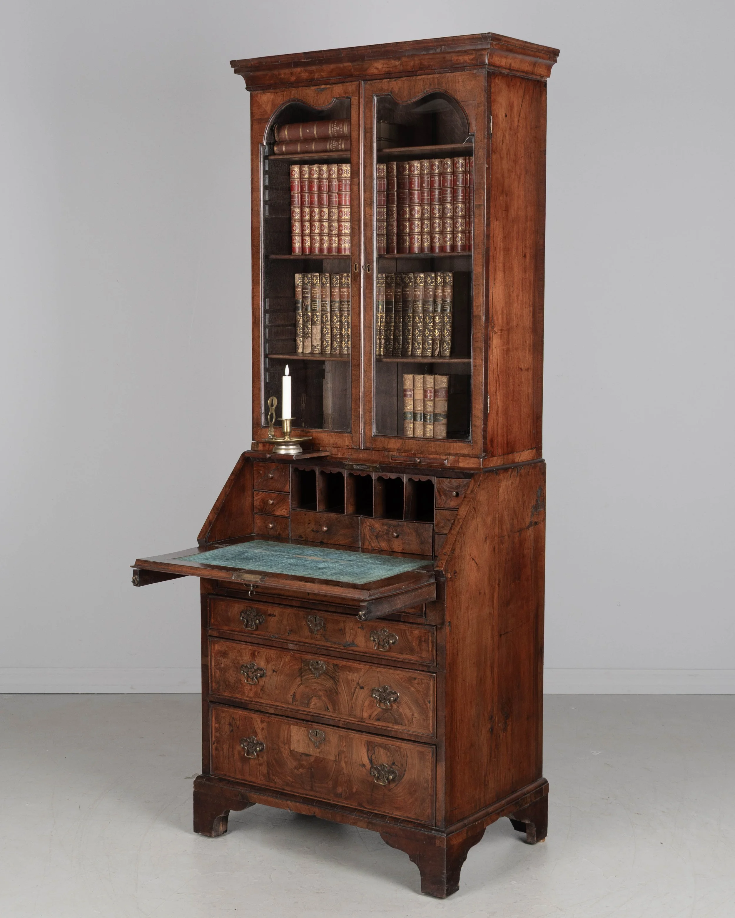 18th Century English Walnut Bureau Bookcase, or Secretary Desk