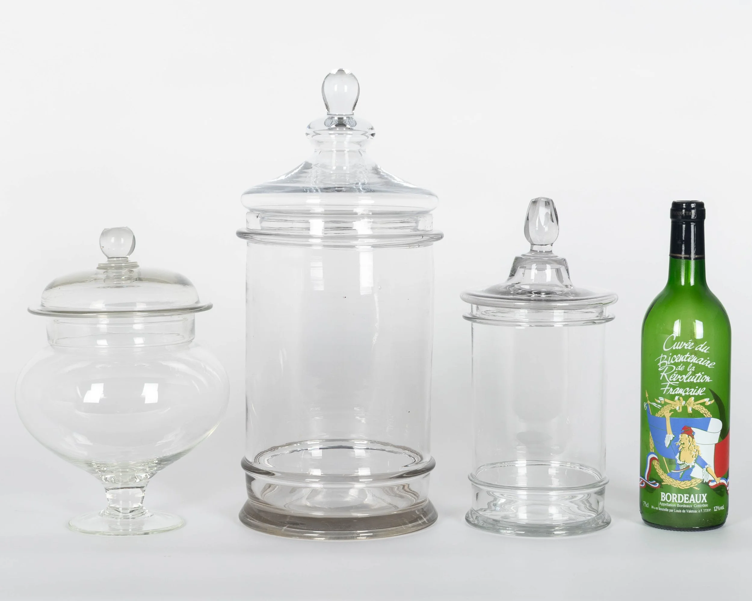 French Glass Apothecary Jars or Canisters