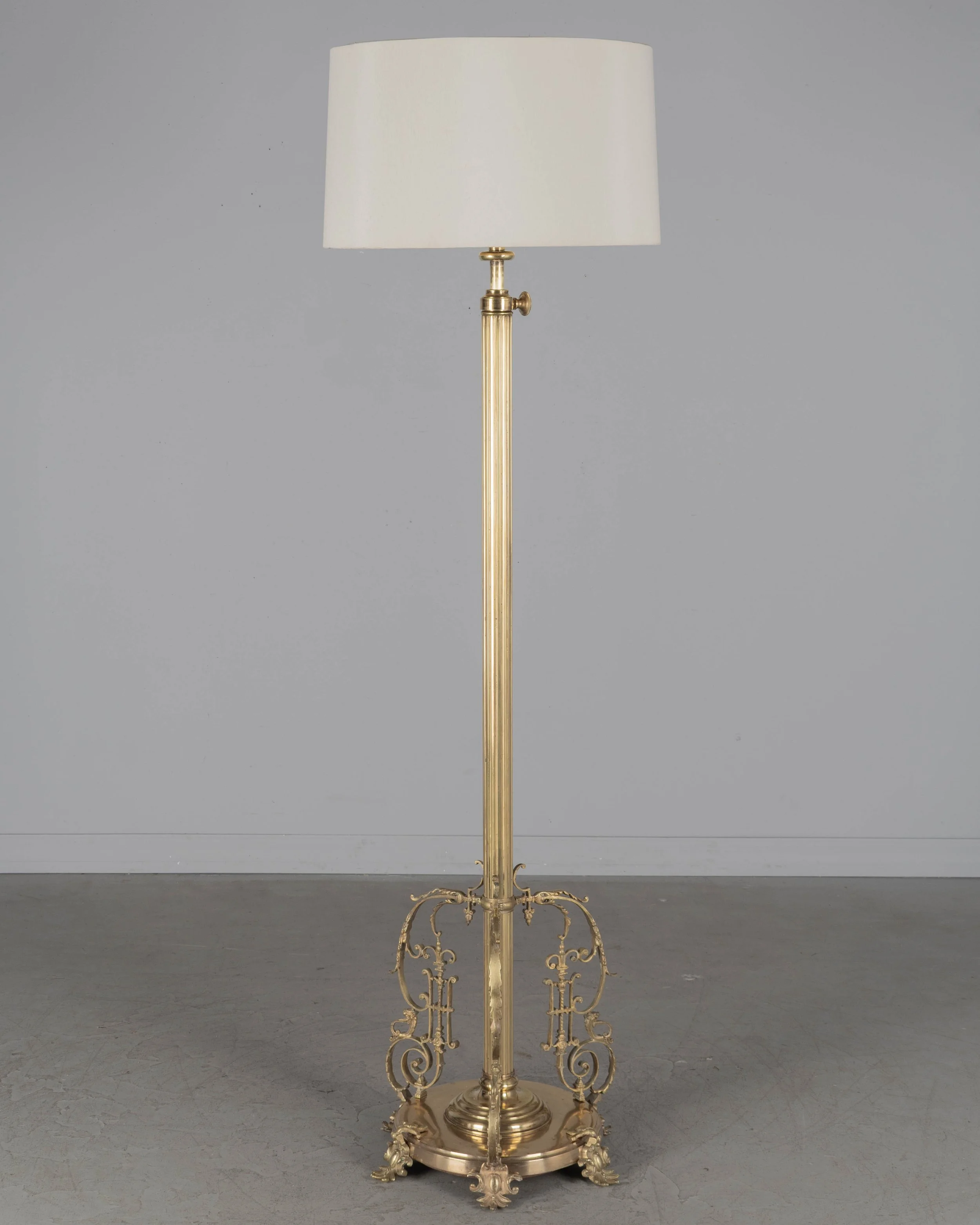 19th Century French Louis XV Style Brass Floor Lamp