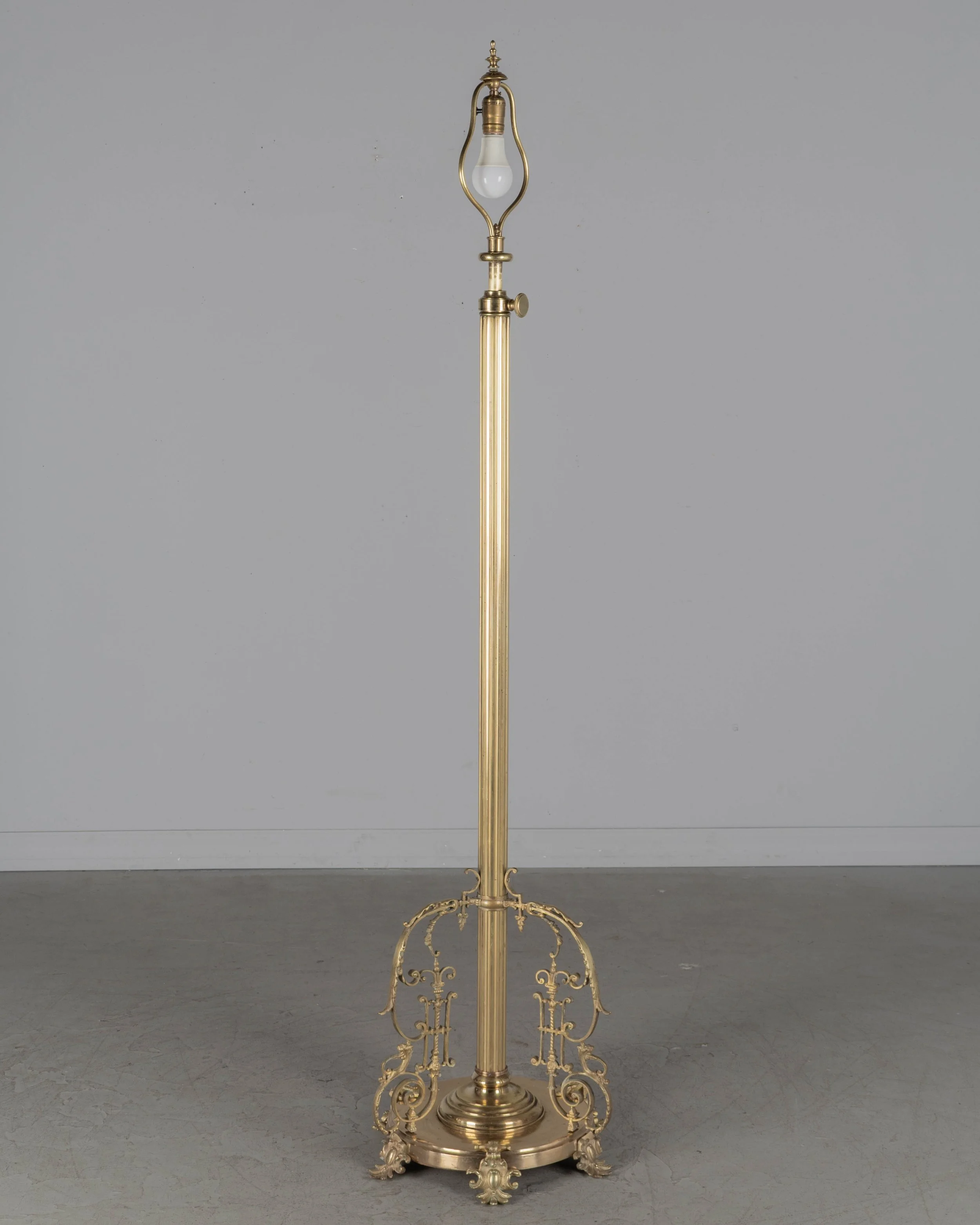 19th Century French Louis XV Style Brass Floor Lamp