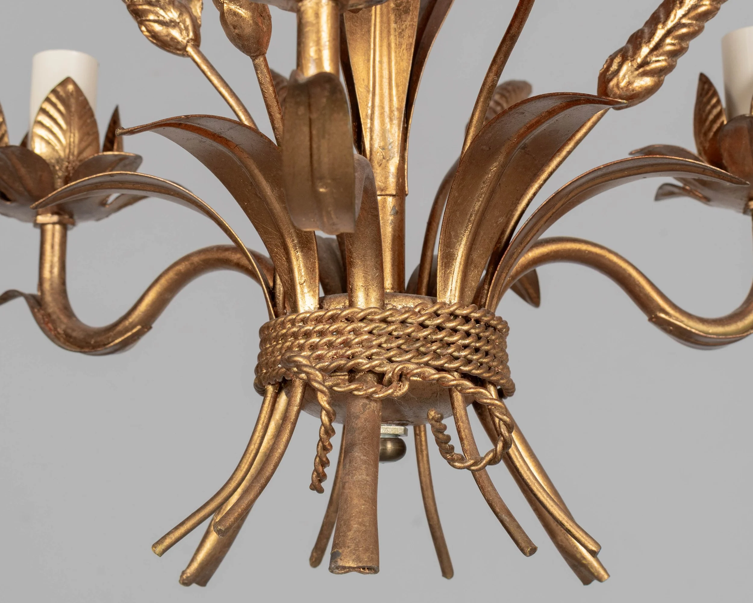 Vintage Italian Gilded Metal Chandelier by Hans Kögl,