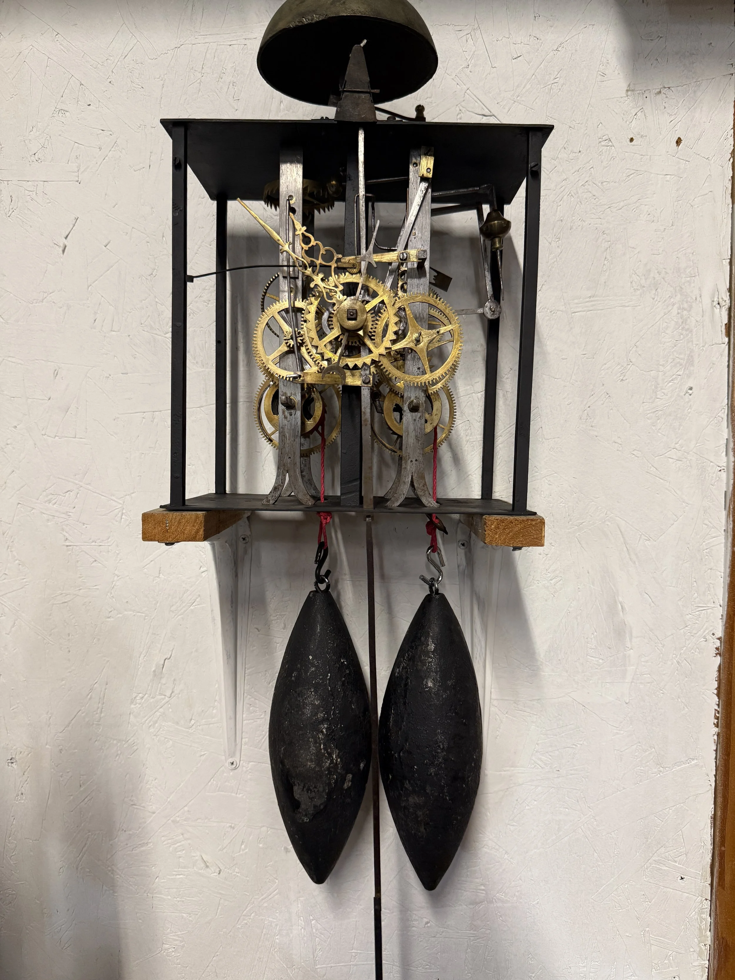 A late 19th century Morbier works for a tall case clock.