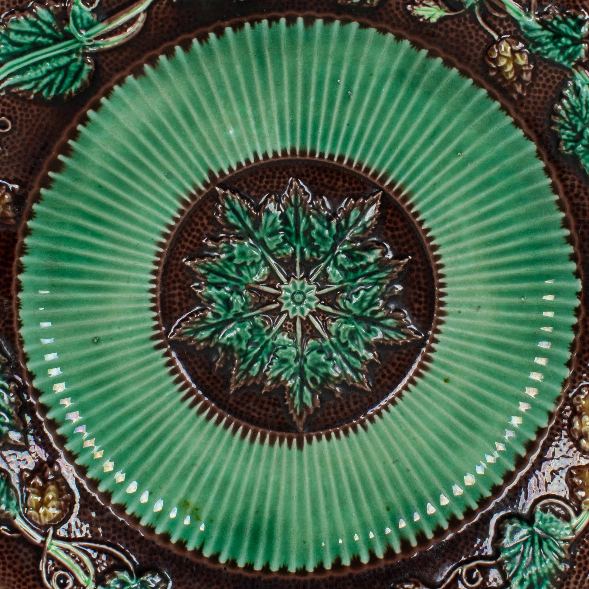 George Jones Majolica Plate, Grapevine Pattern, English, Circa 1865