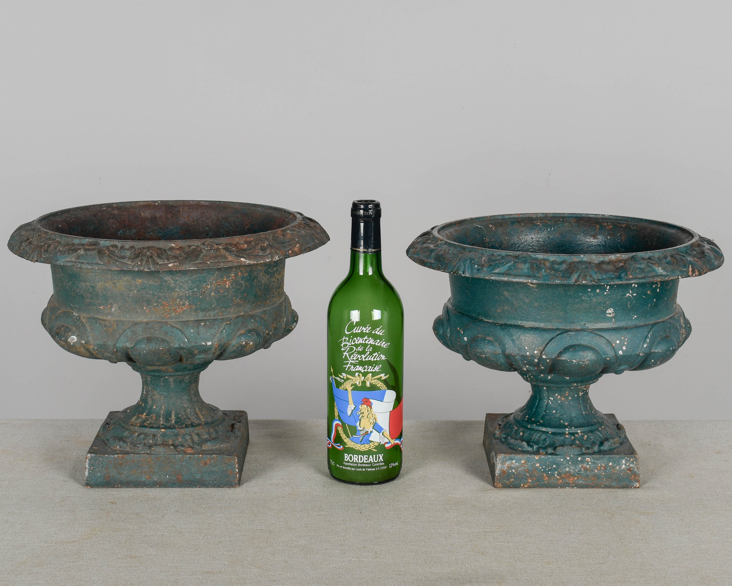 Pair of 19th Century French Cast Iron Garden Urns
